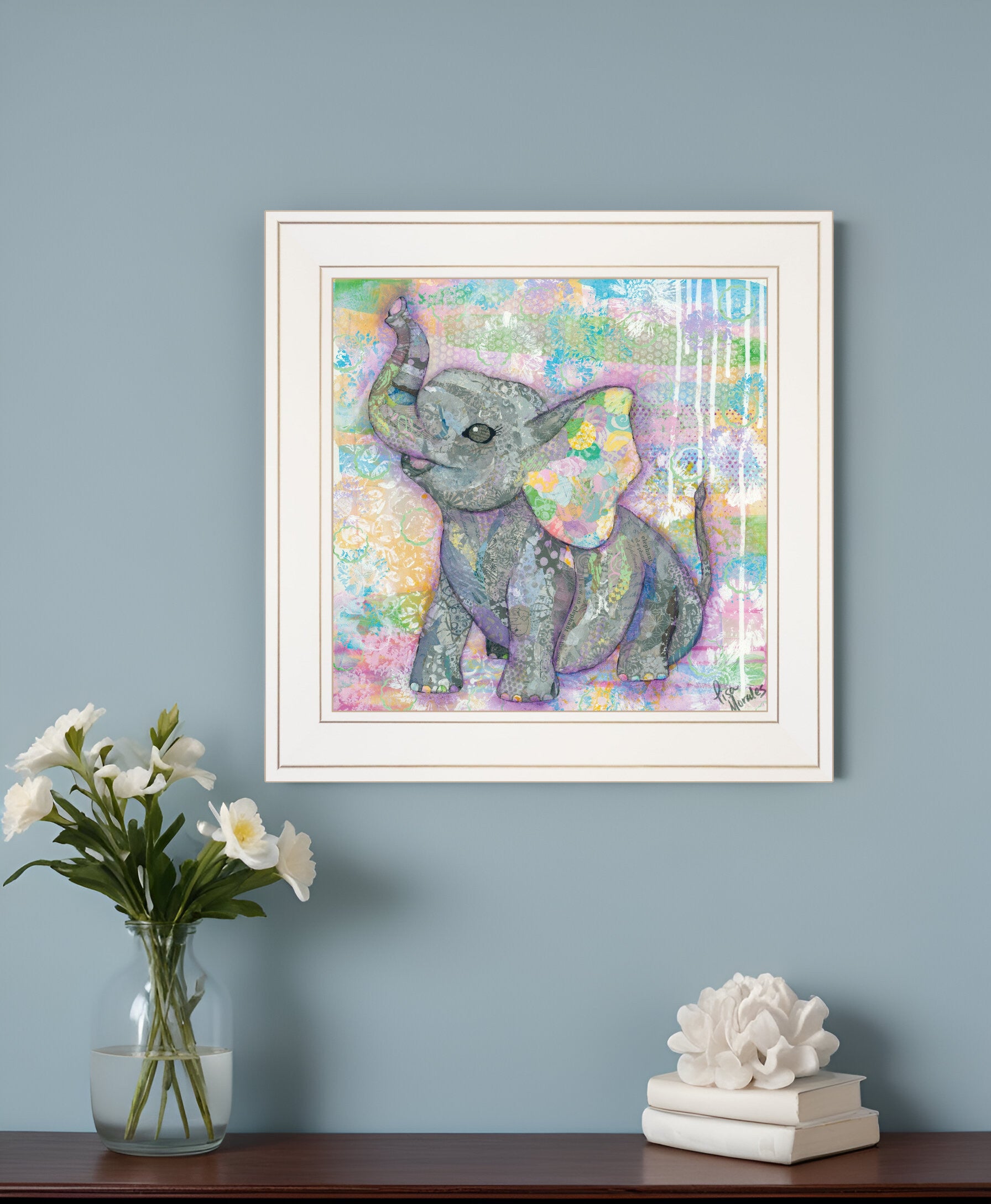 Elephant II 2 White Framed Print Wall Art