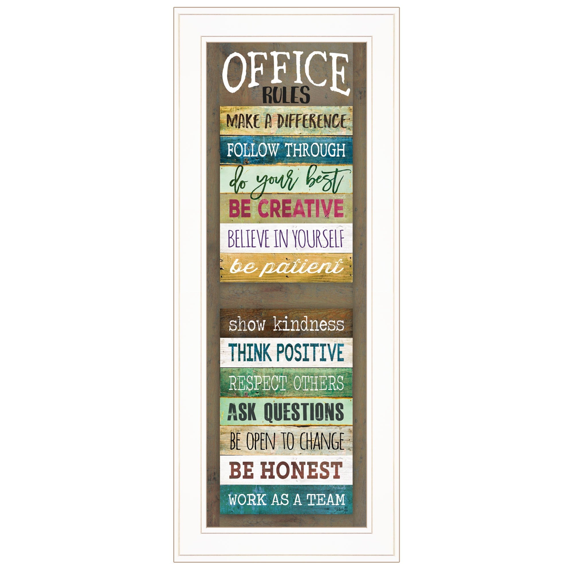 Office Rules 1 White Framed Print Wall Art