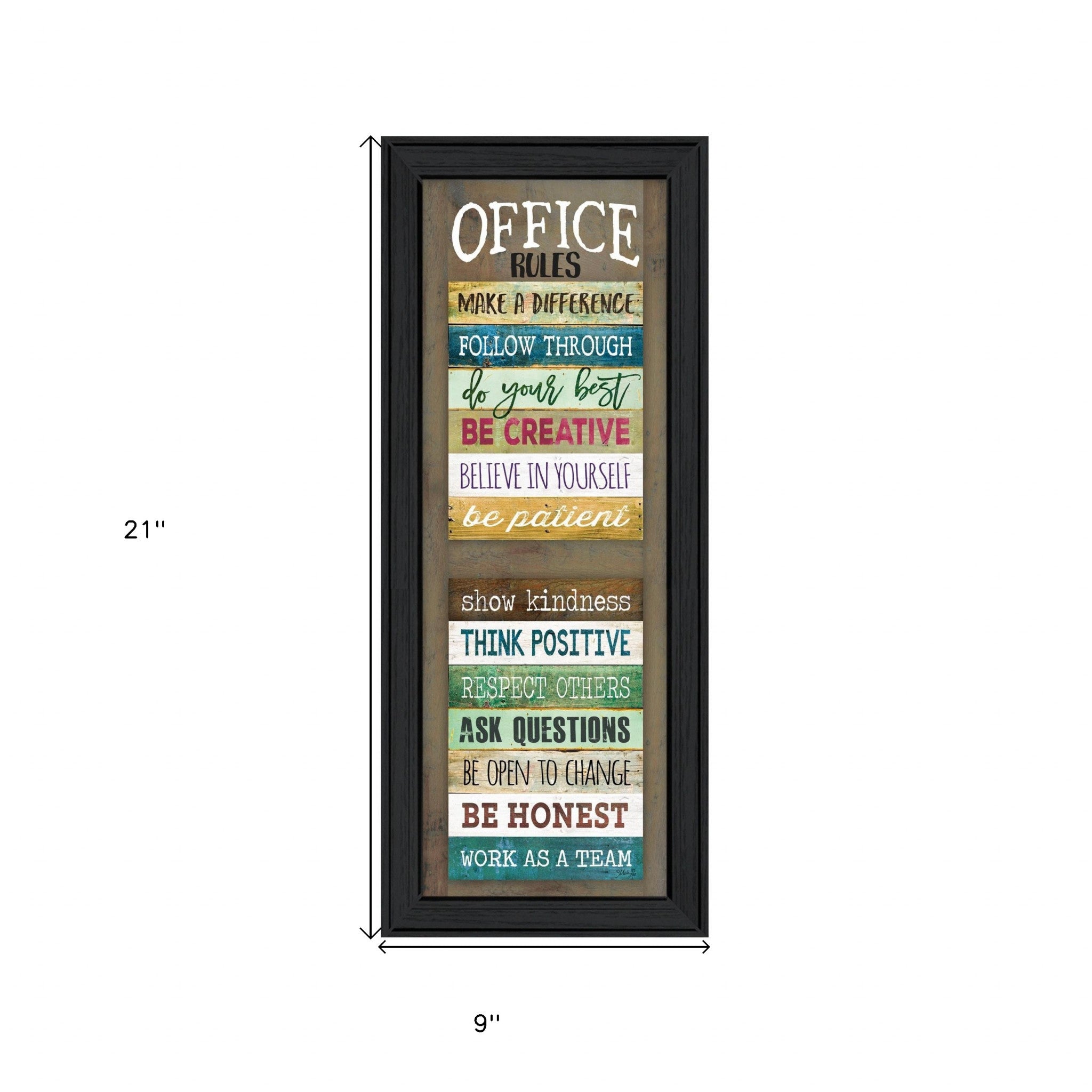 Office Rules 2 Black Framed Print Wall Art