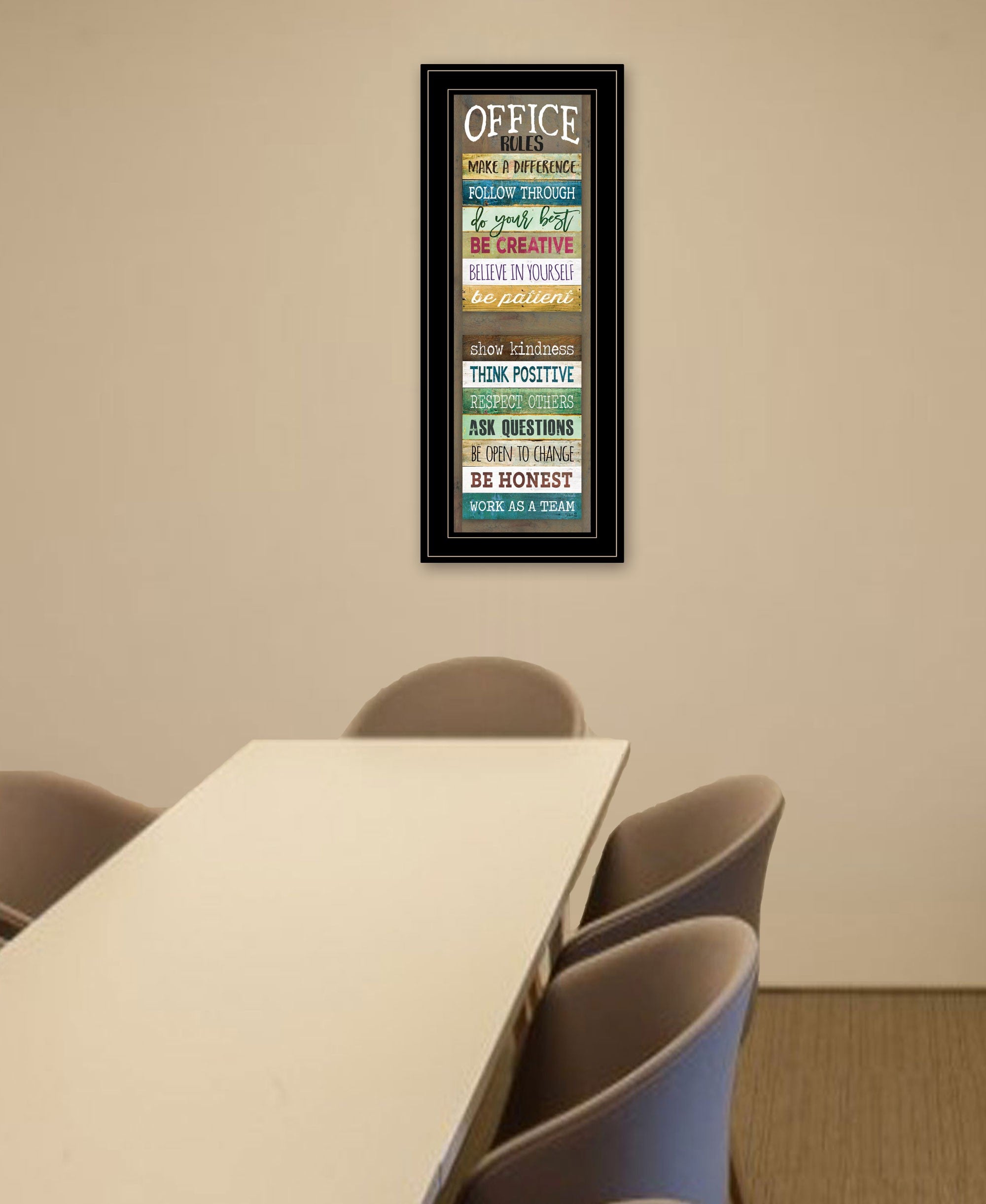 Office Rules 3 Black Framed Print Wall Art