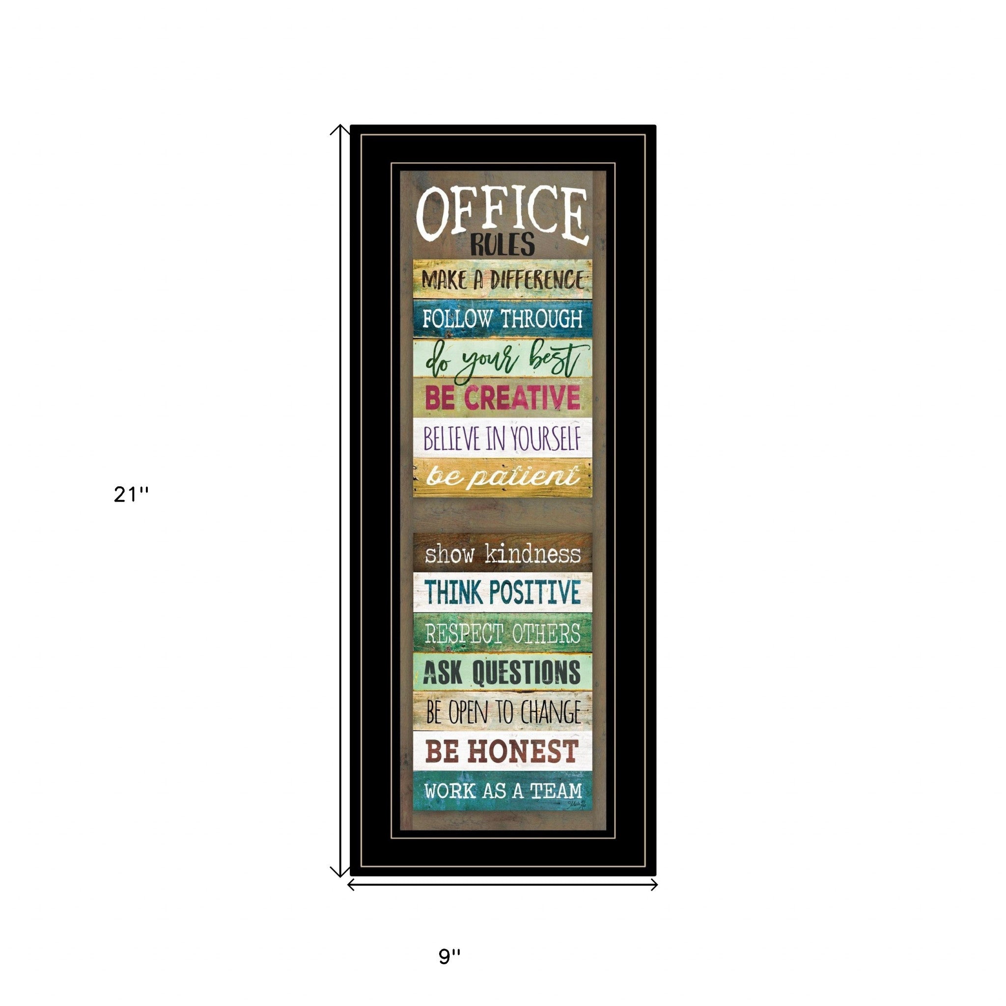 Office Rules 3 Black Framed Print Wall Art