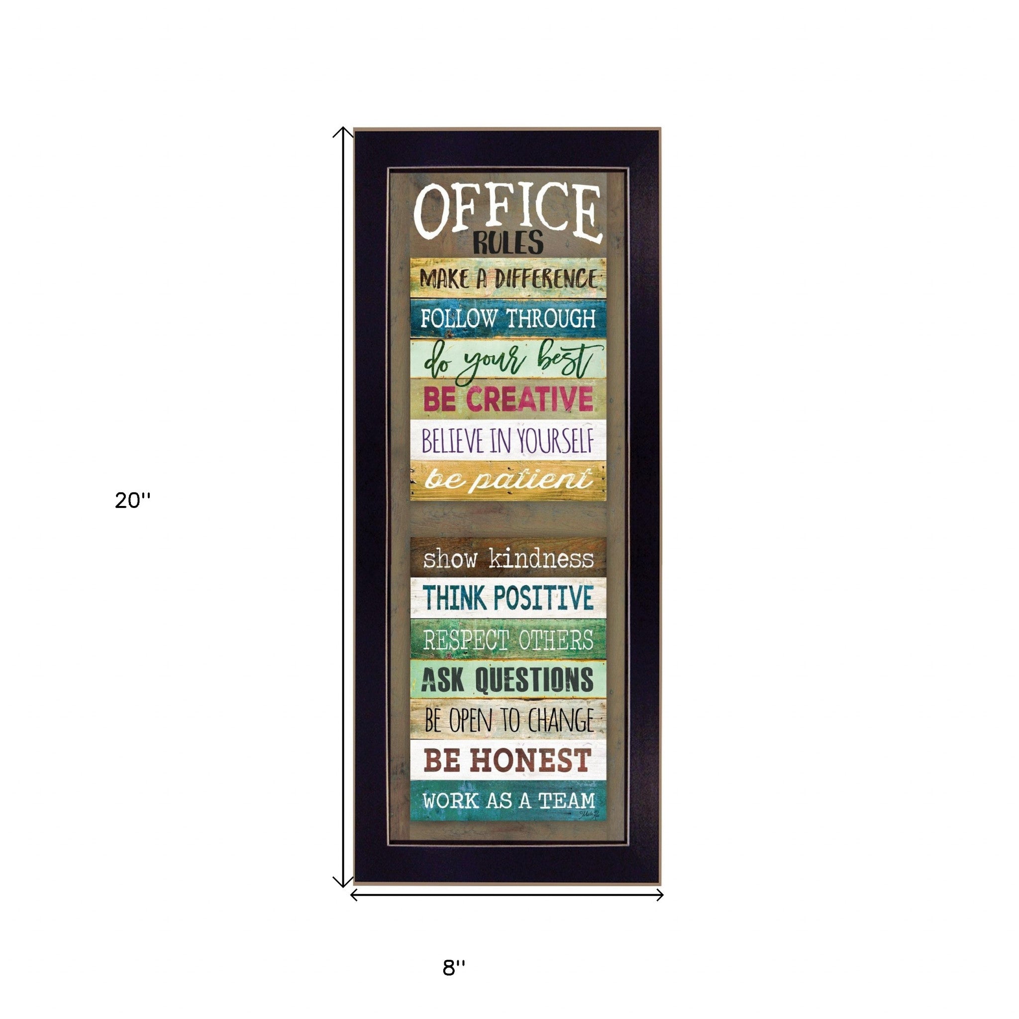 Office Rules 4 Black Framed Print Wall Art