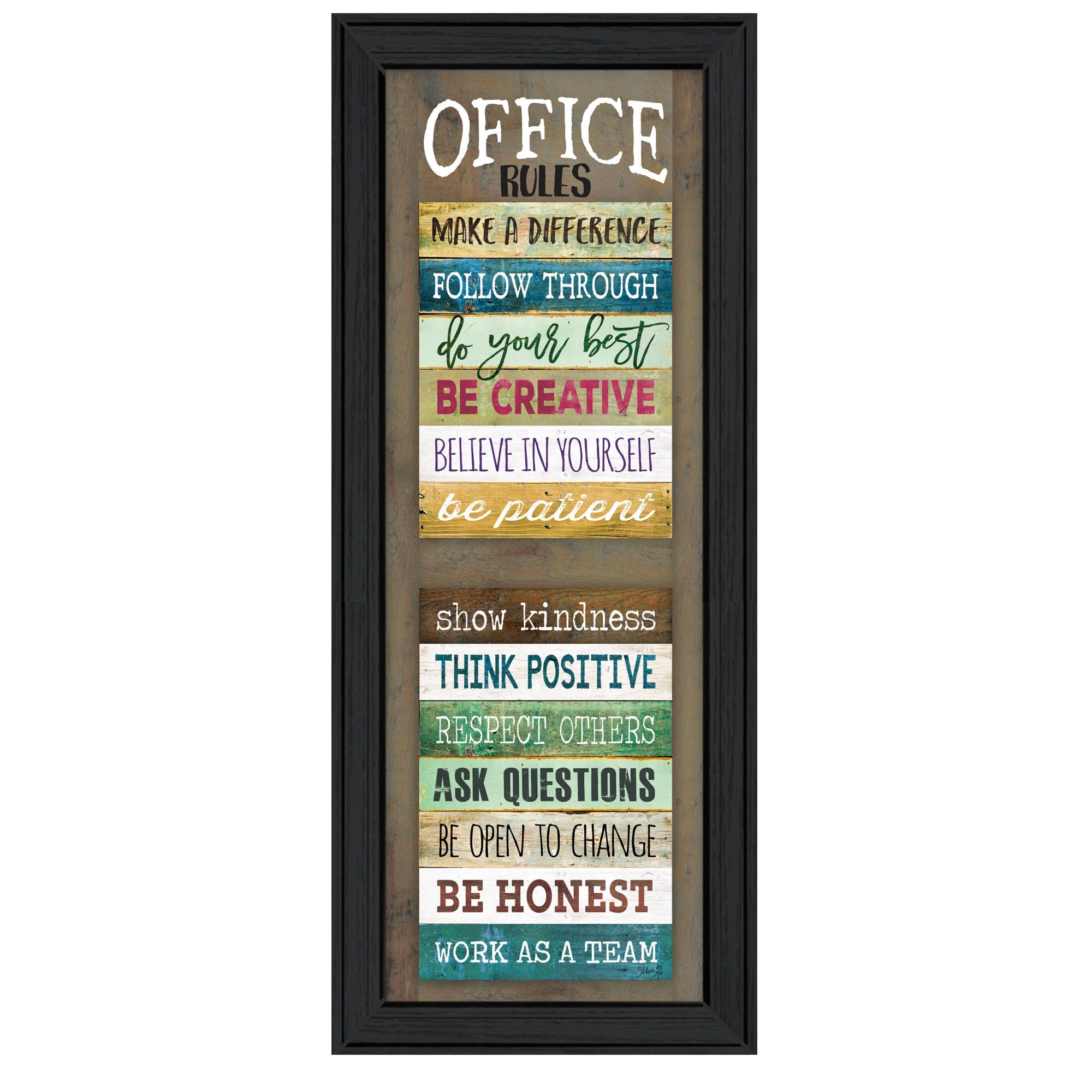 Office Rules 5 Black Framed Print Wall Art