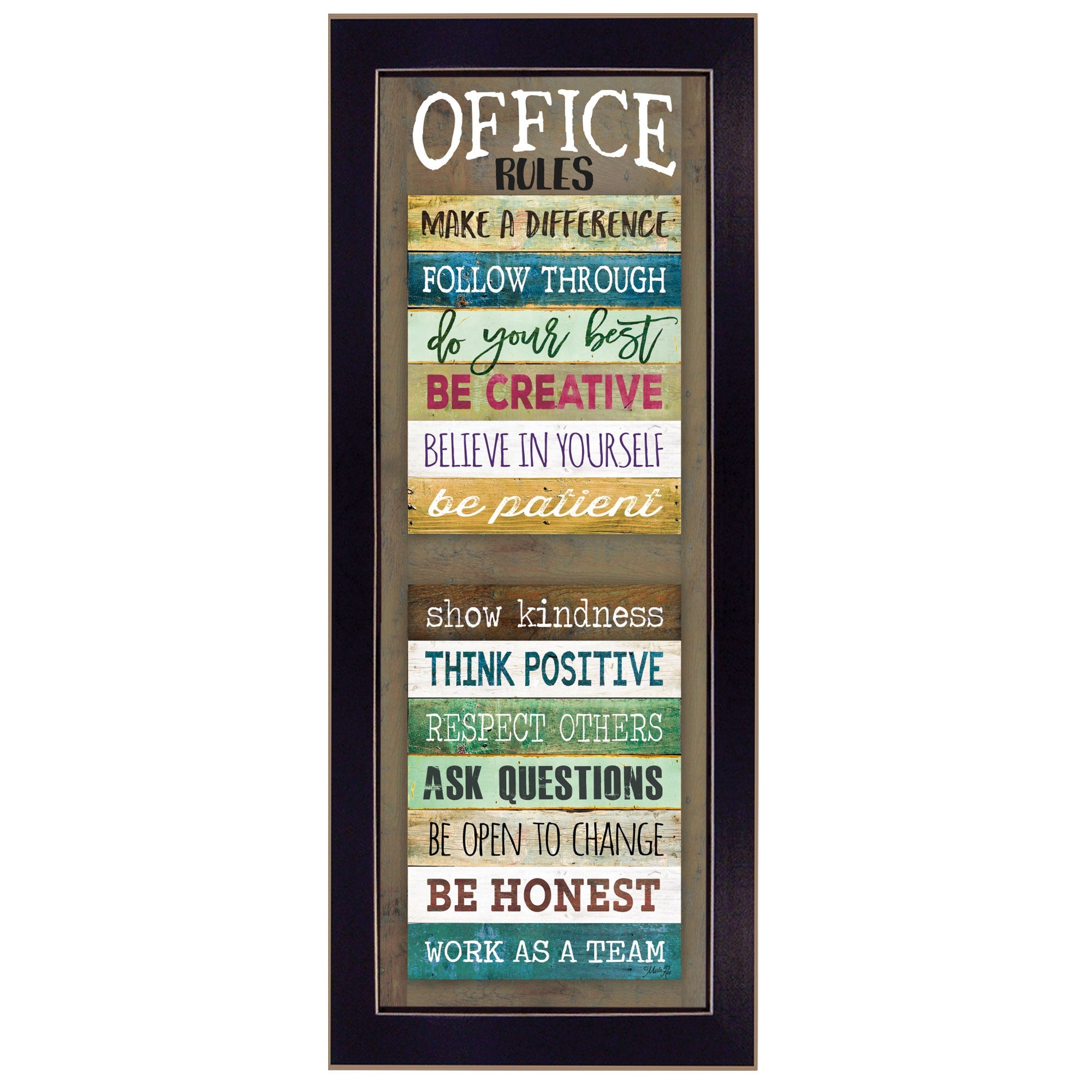 Office Rules 6 Black Framed Print Wall Art