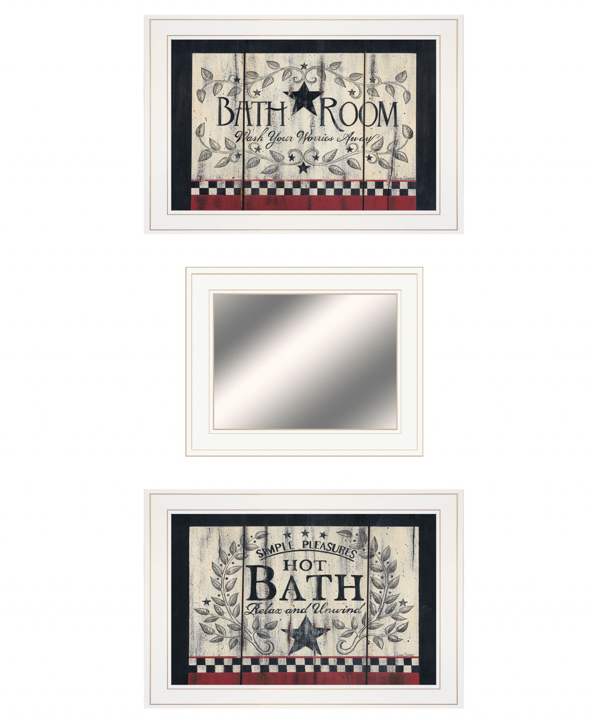 Set Of Three Hot Bath 11 White Framed Print Wall Art