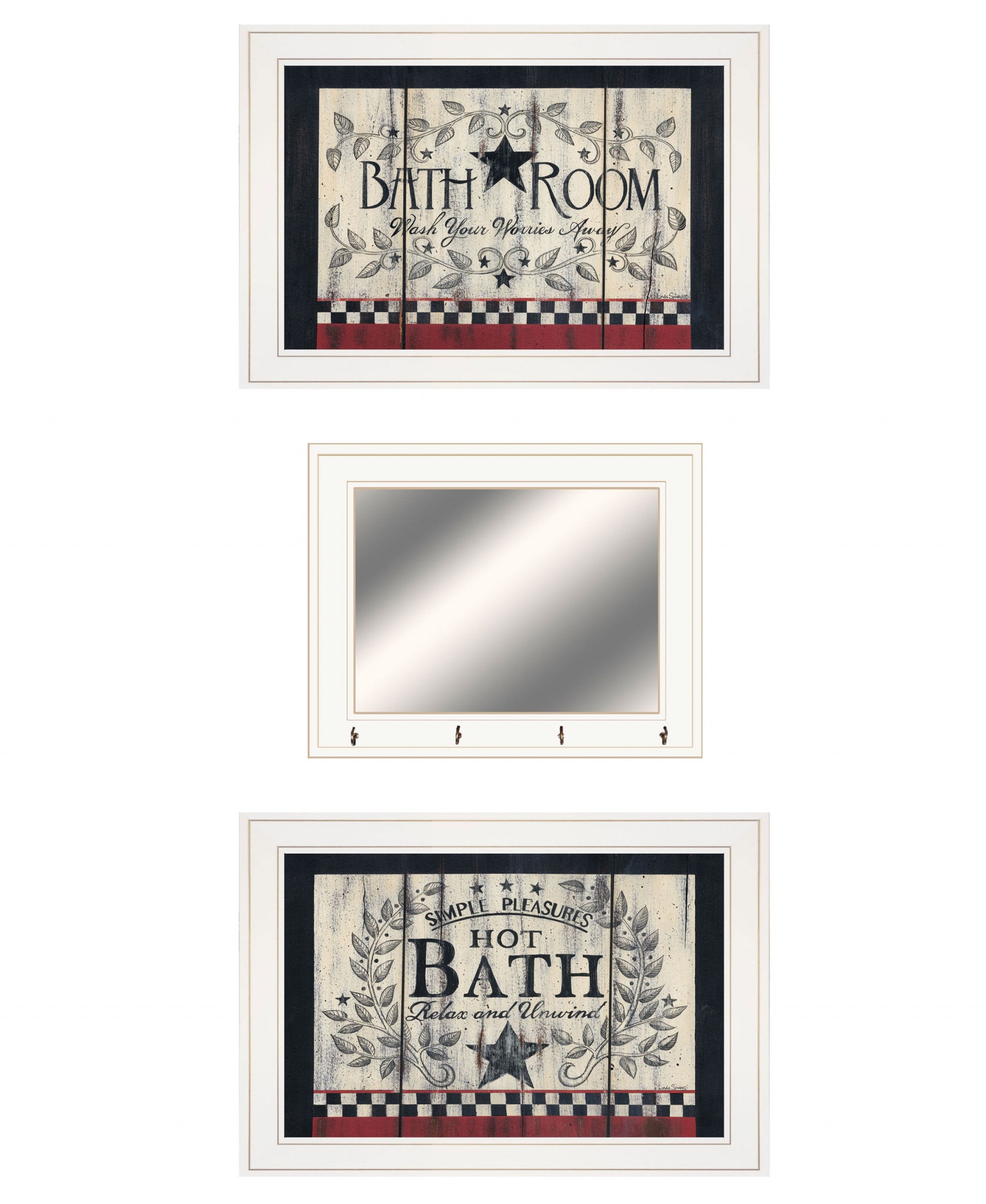 Set Of Three Hot Bath 15 White Framed Print Wall Art