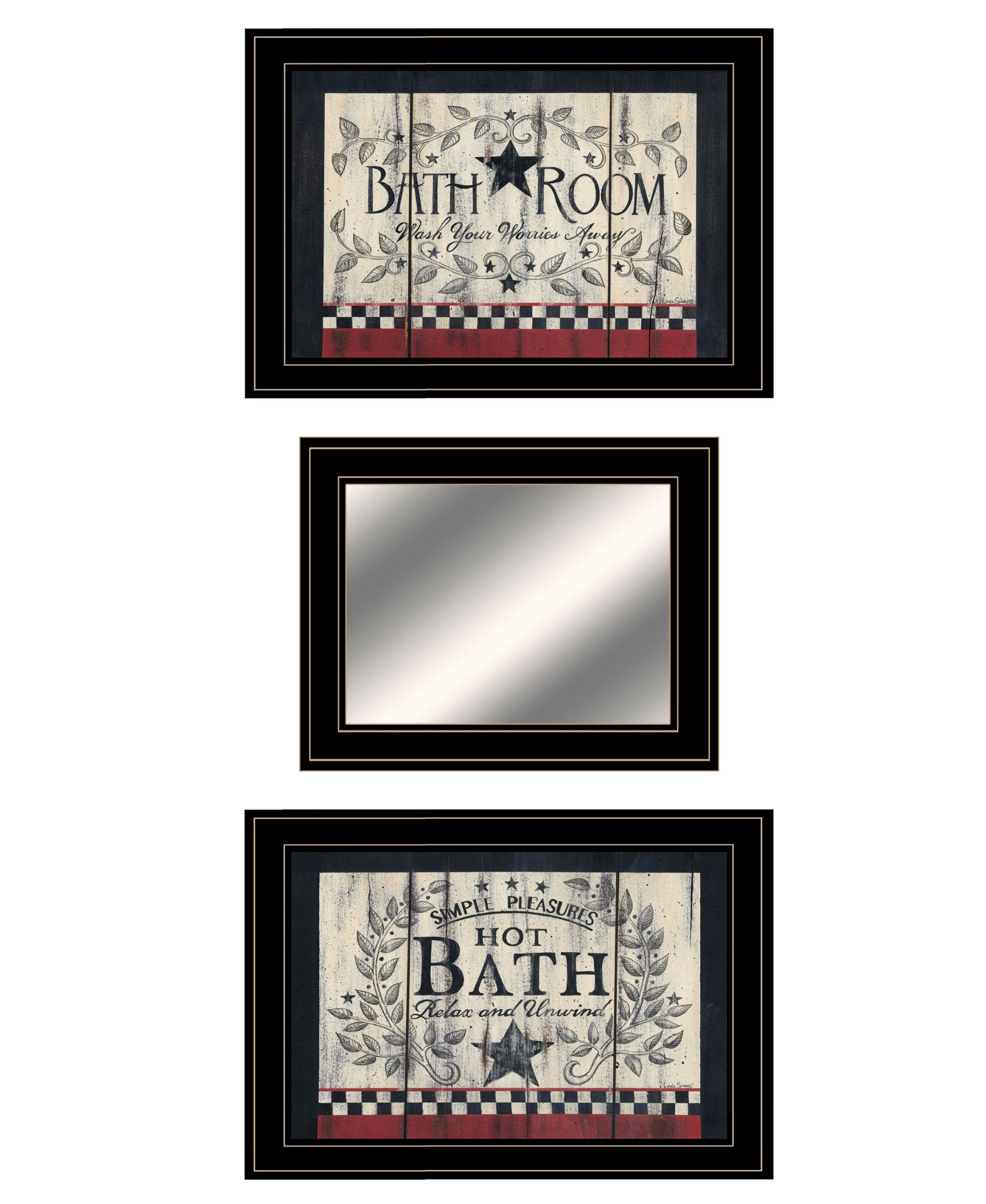 Set Of Three Hot Bath Black Framed Print Bathroom Wall Art