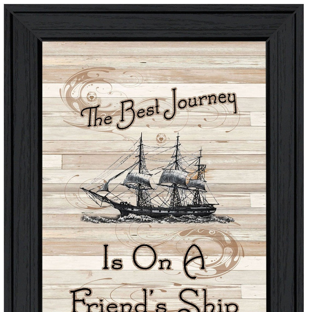 Set Of Three Friendship Journey Black Framed Wall Art With Mirror And Hooks