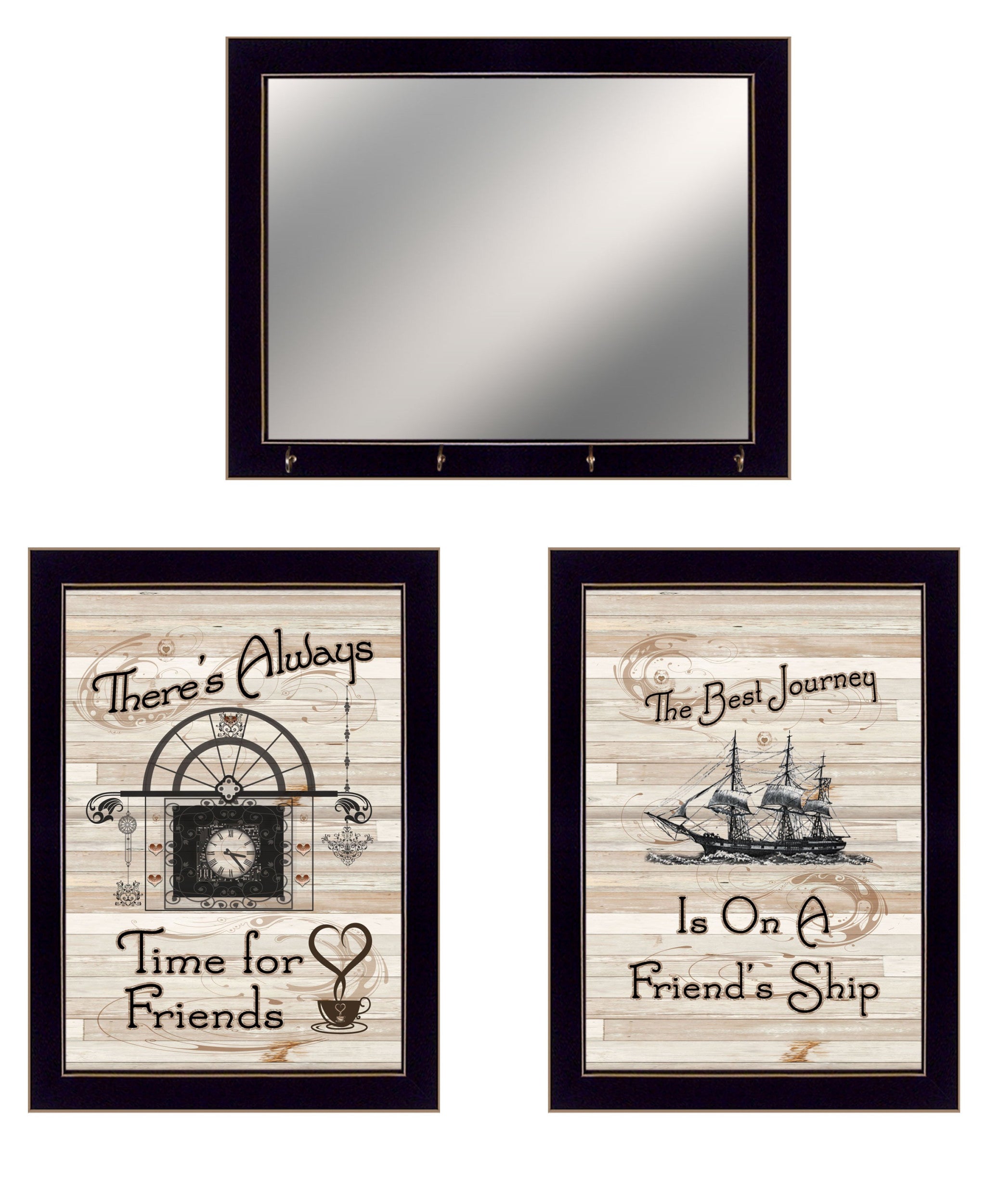 Set Of Three Friendship Journey 8 Black Framed Print Kitchen Wall Art