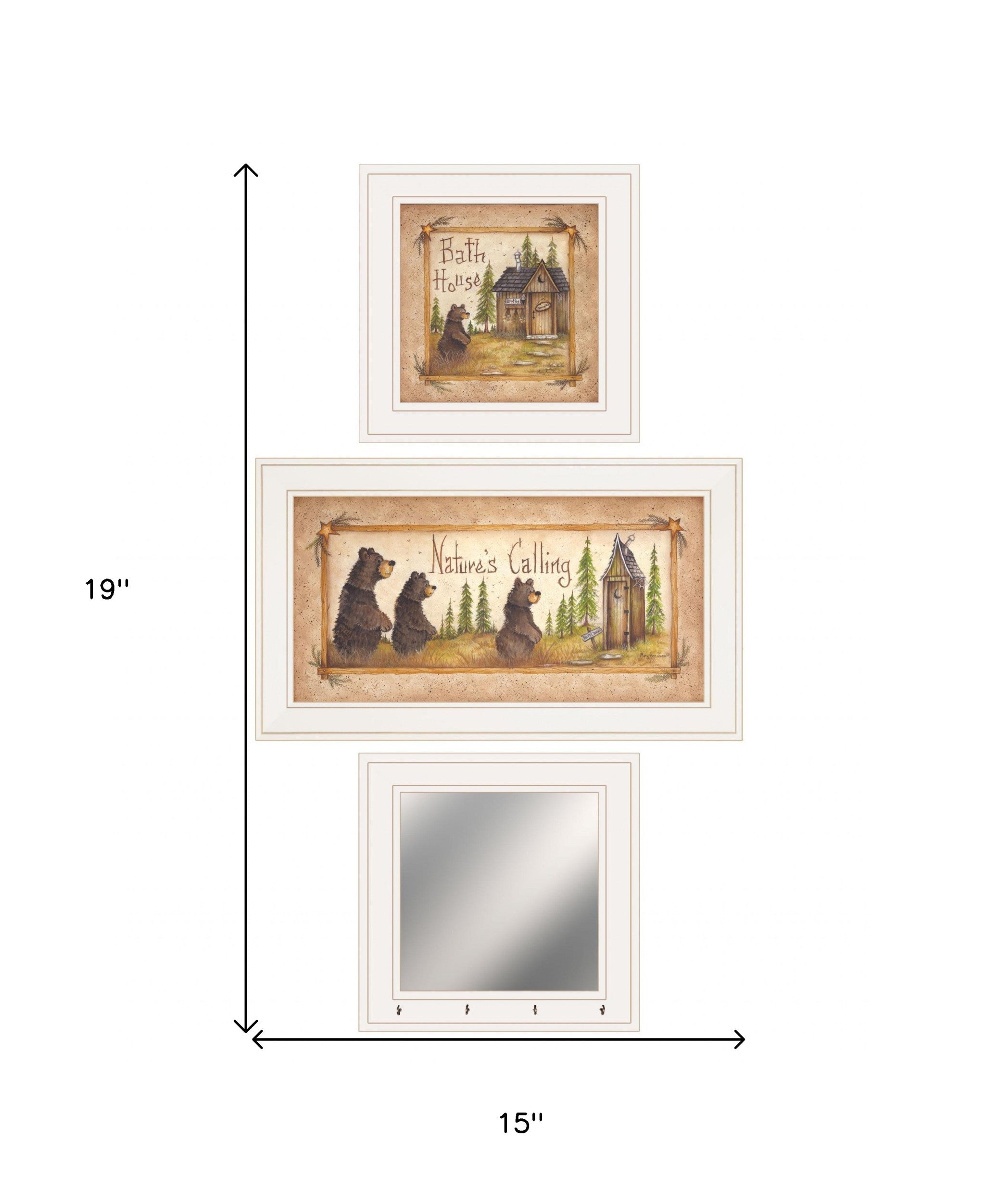 Set Of Three Nature Bath 1 White Framed Print Bathroom Wall Art