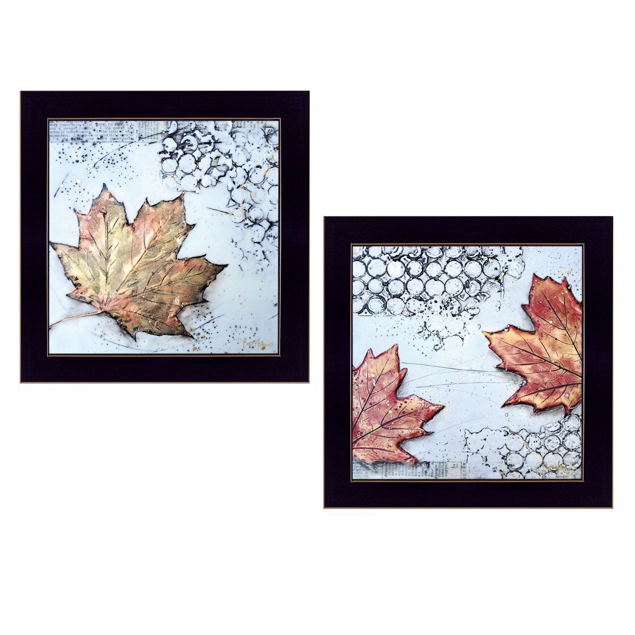 Set Of Two Channeling Fall Leaves I and III 3 Black Framed Print Wall Art