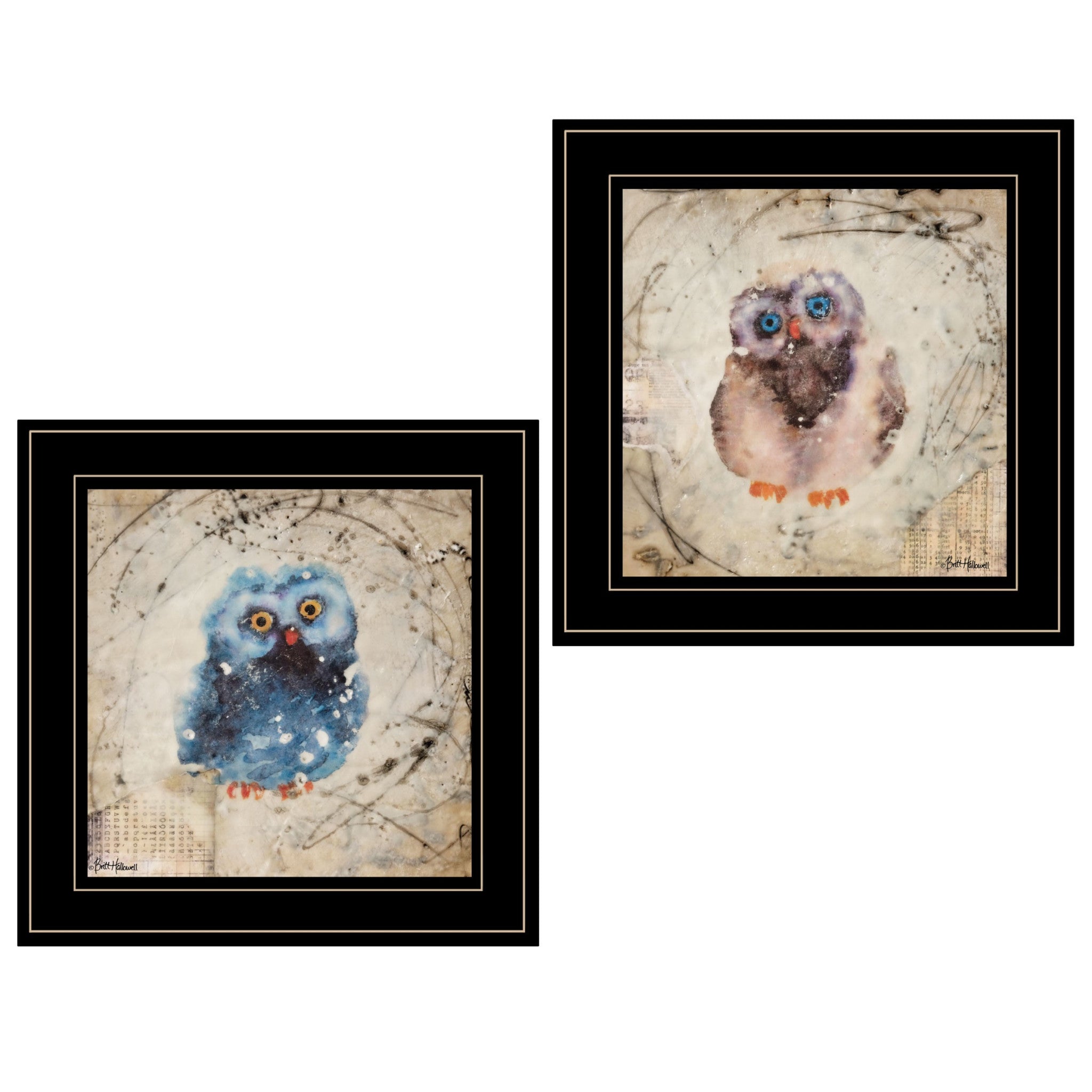 Set Of Two Wonder Years Owls Black Framed Print Wall Art