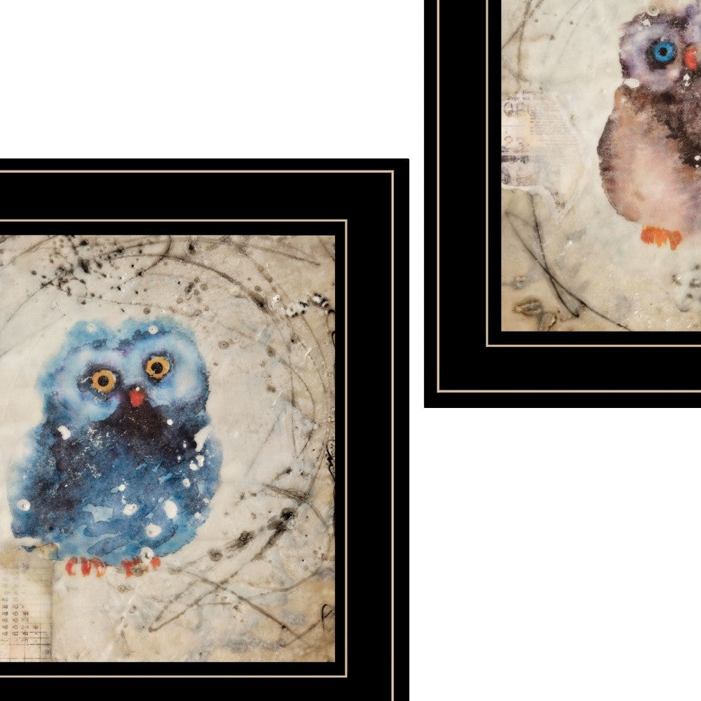 Set Of Two Wonder Years Owls Black Framed Print Wall Art