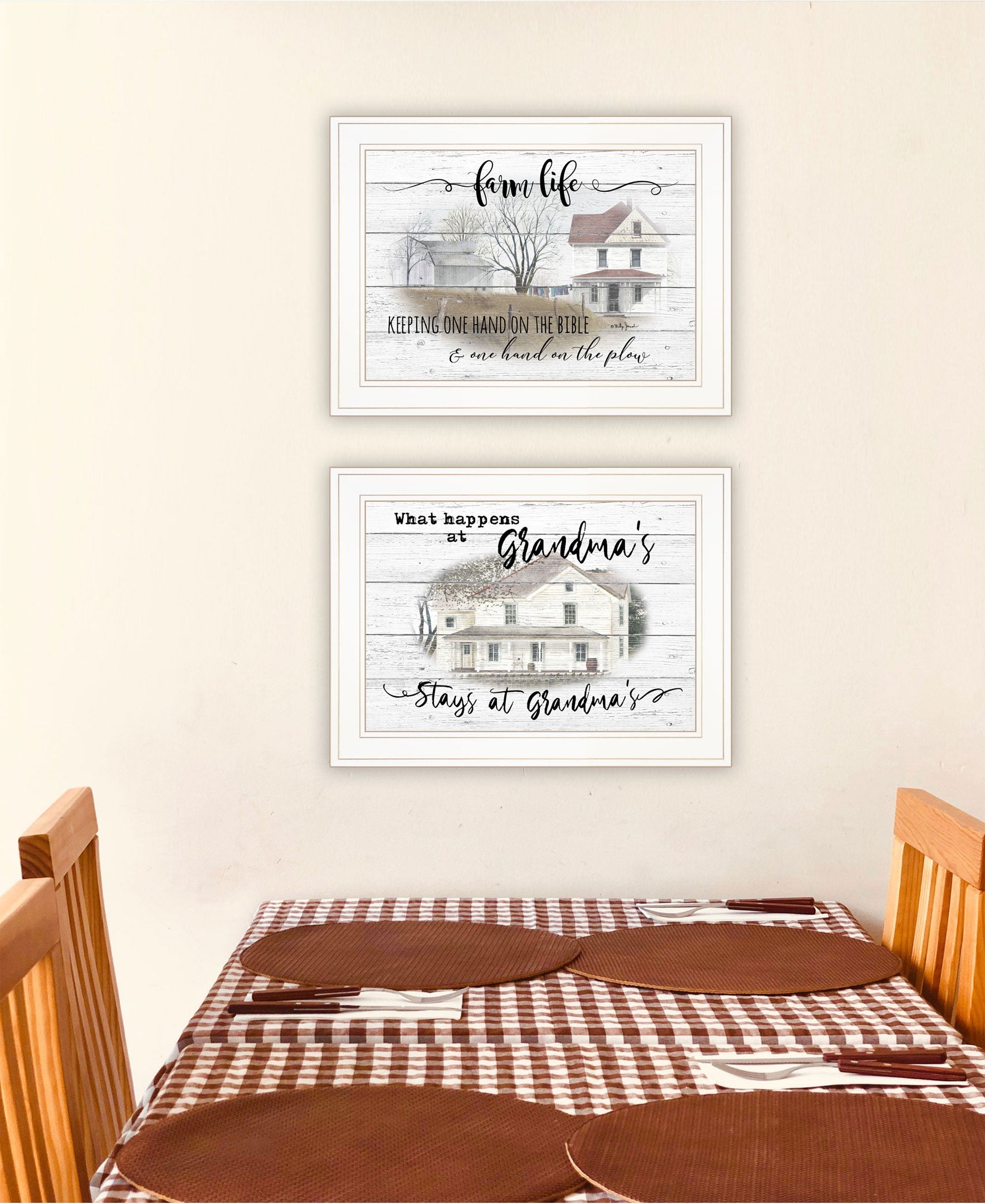 Set Of Two Stays at Grandmas 1 White Framed Print Wall Art