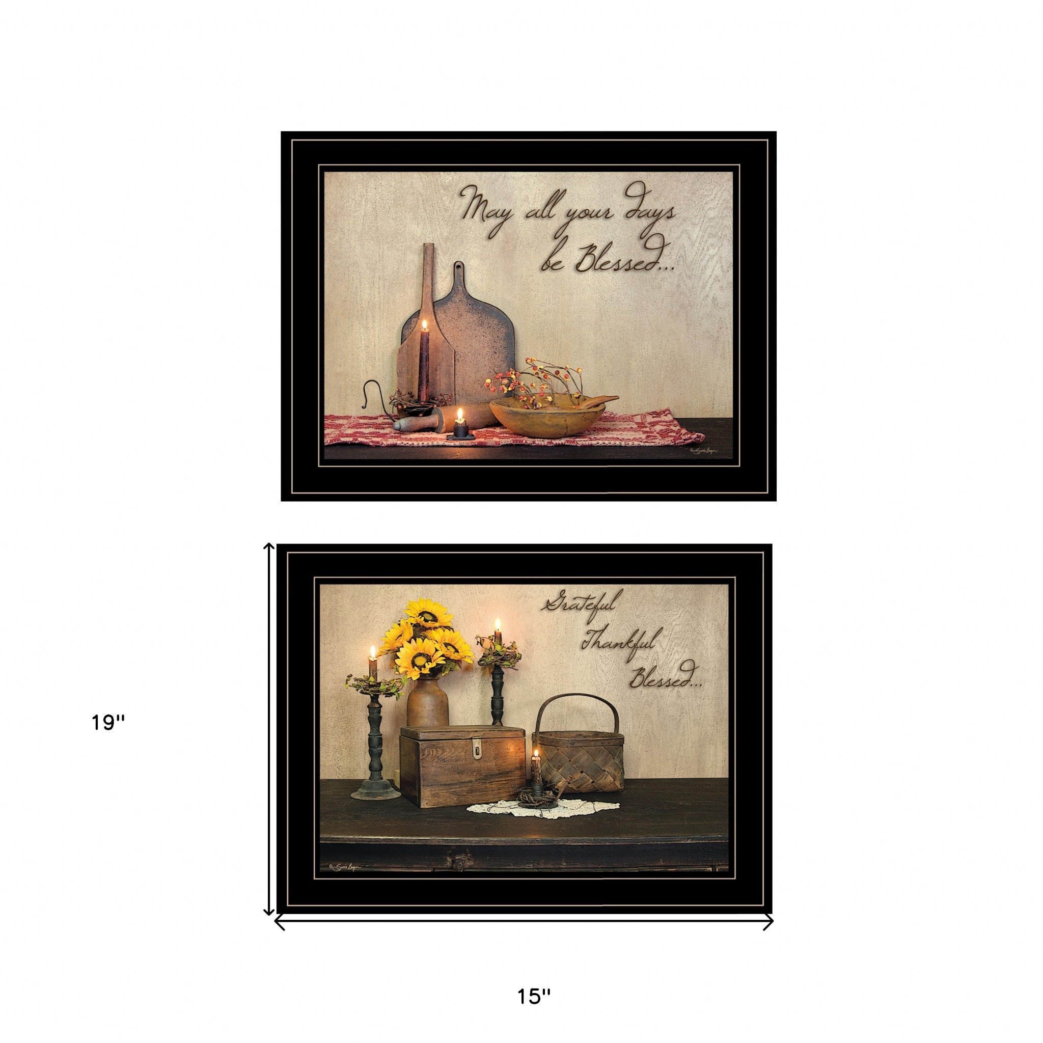 Set Of Two Twice Blessed 2 Black Framed Print Wall Art