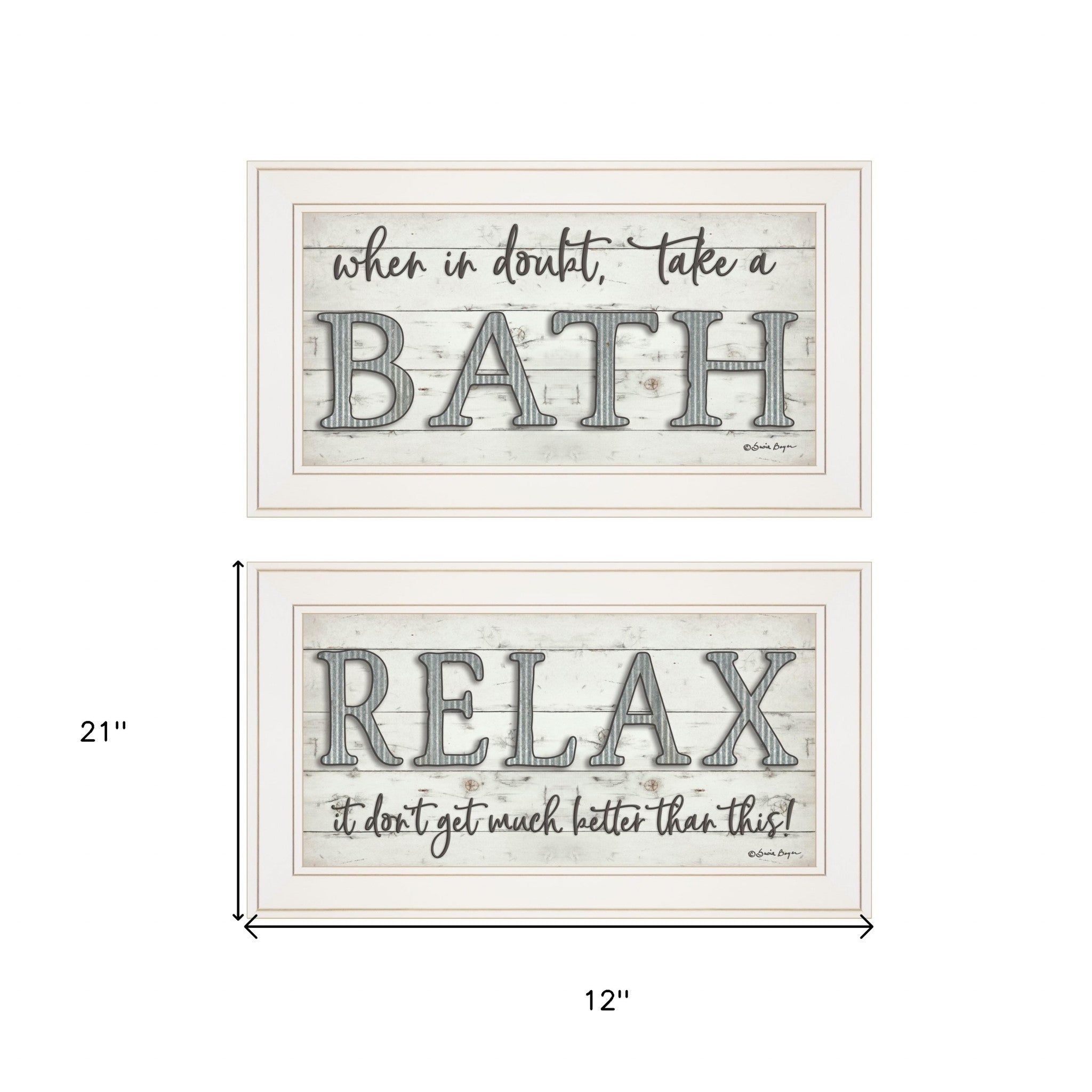 Set Of Two Bath Relax 1 White Framed Print Bathroom Wall Art