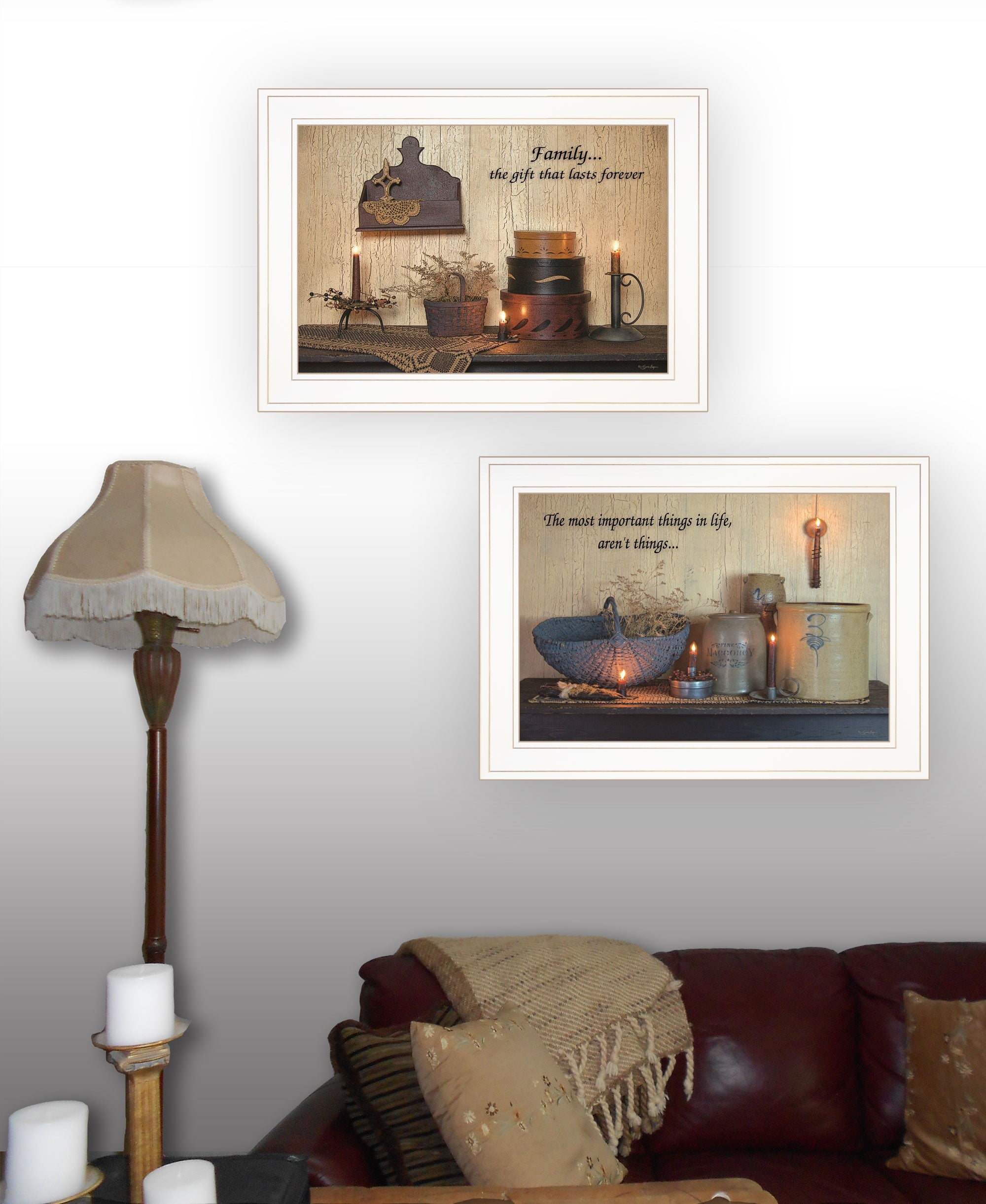 Set Of Two Family Forever White Framed Print Wall Art