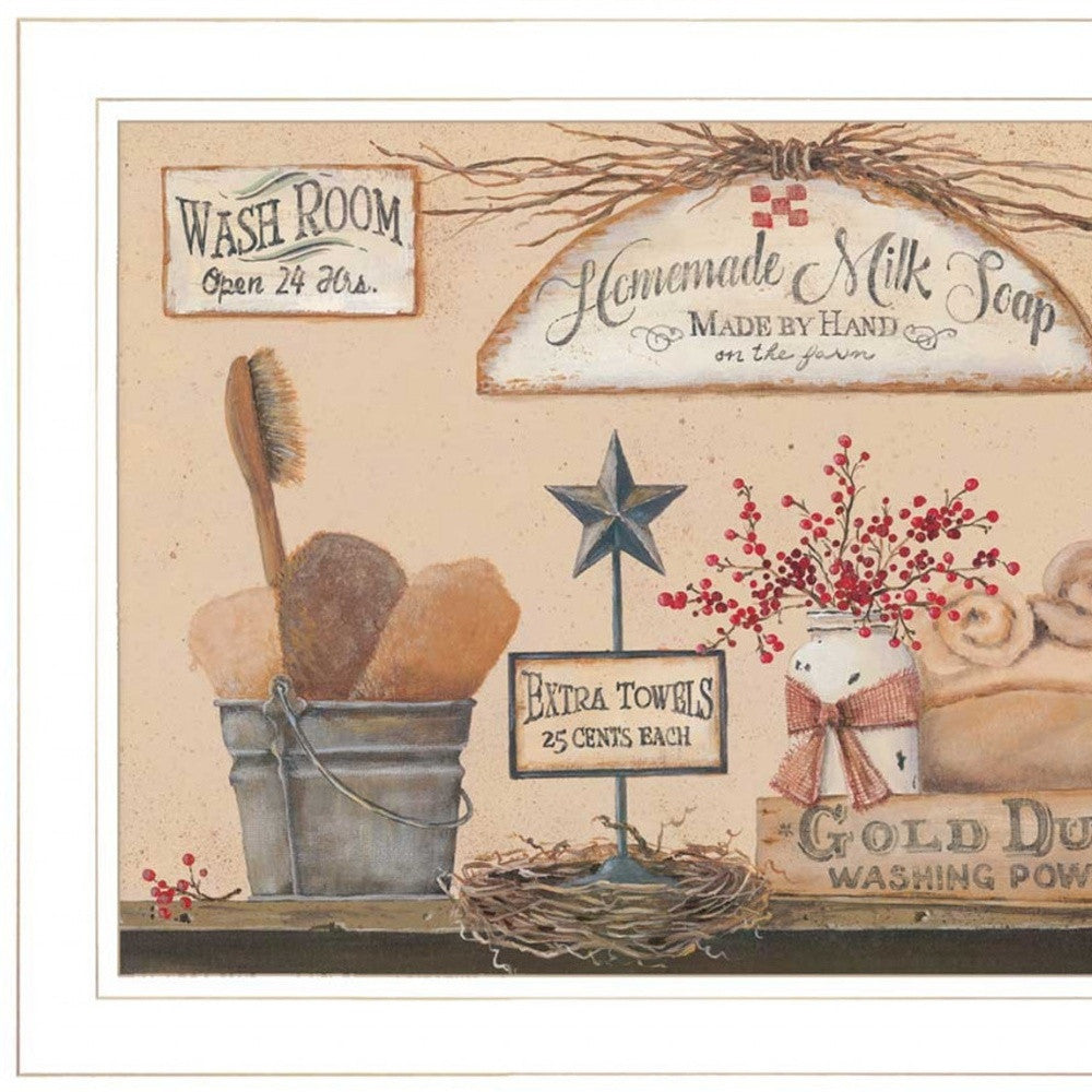 Set Of Two Wash Room White Framed Print Bathroom Wall Art