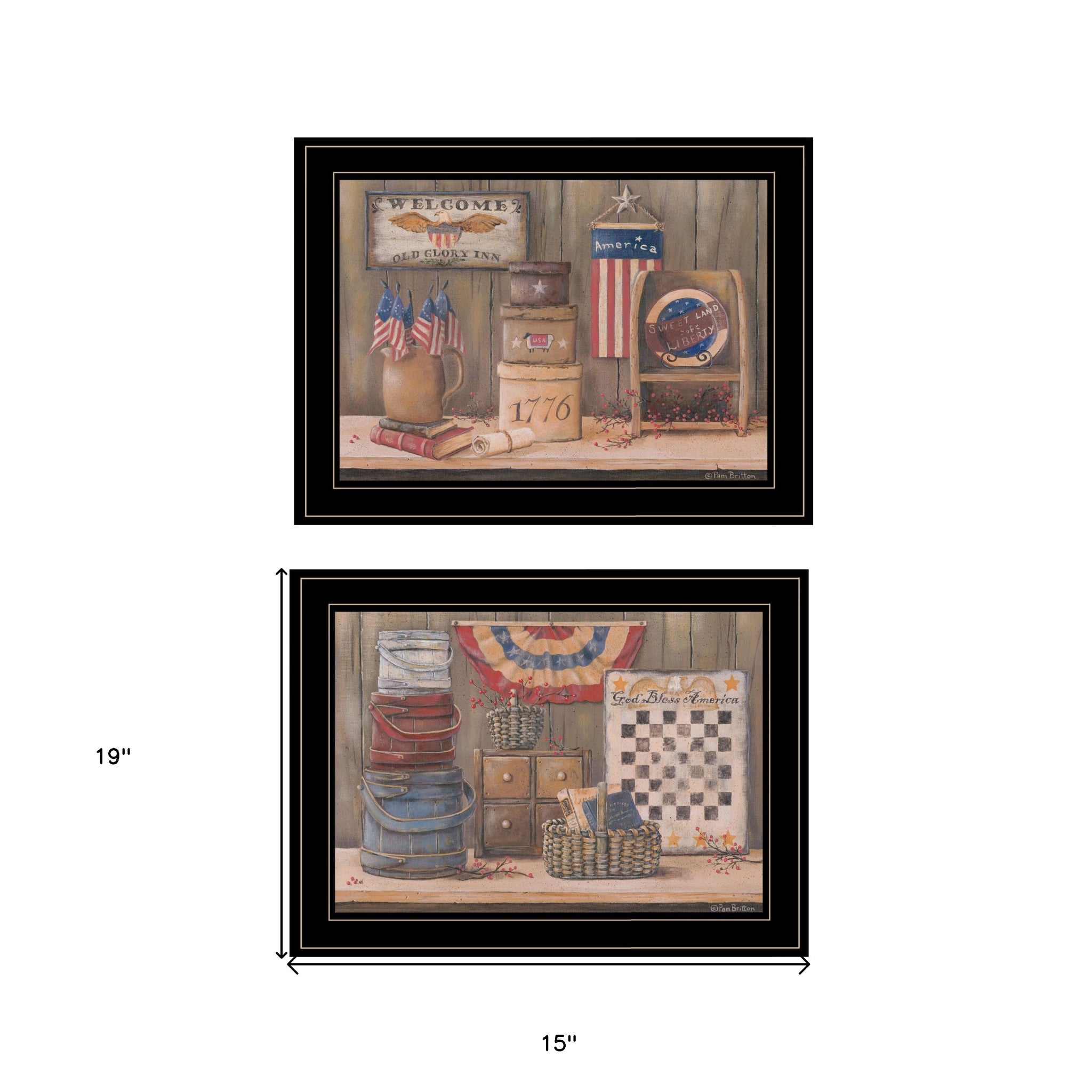 Set Of Two Sweet Land Of Liberty 3 Black Framed Print Wall Art