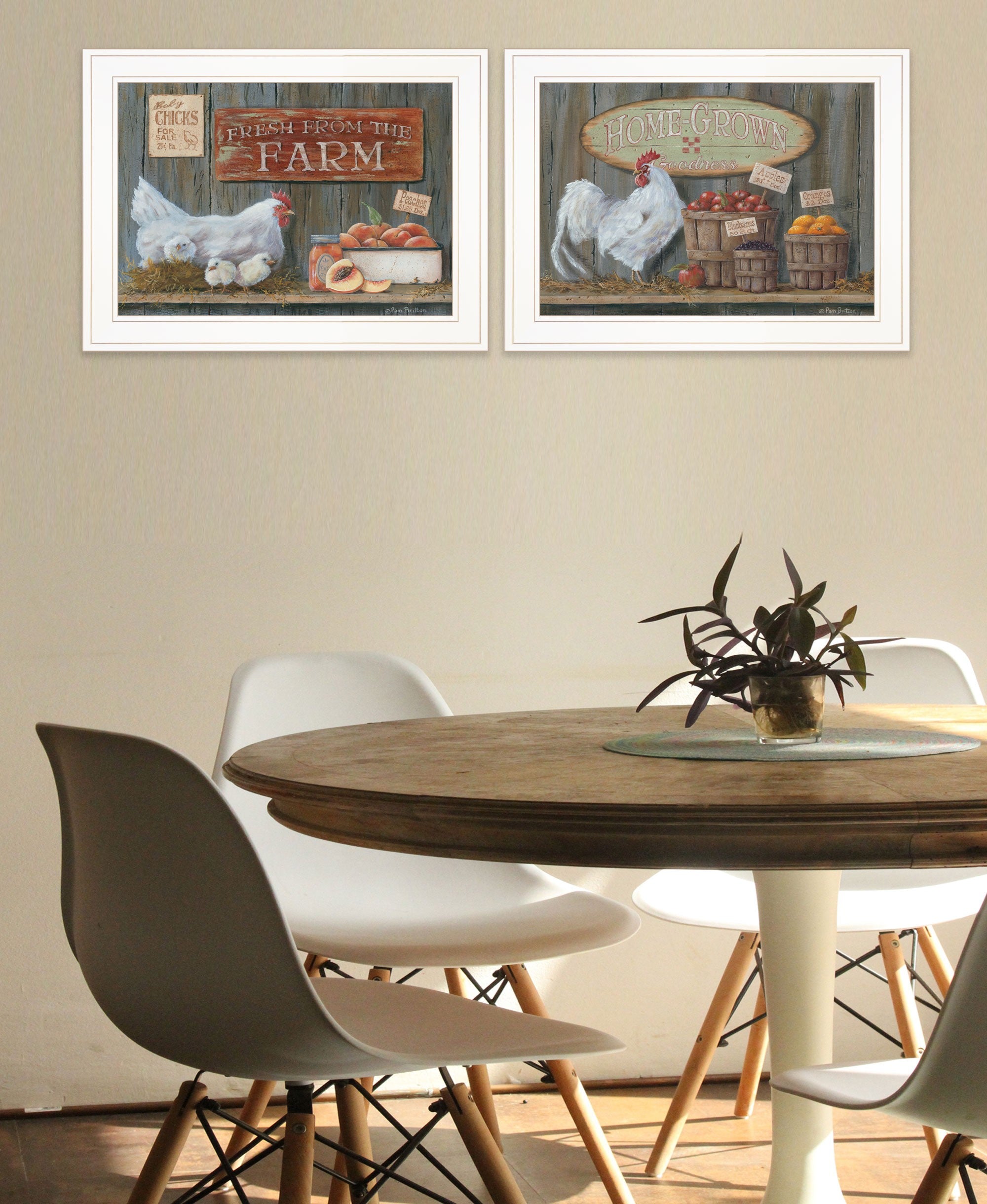 Set Of Two Home Grown 1 White Framed Print Wall Art