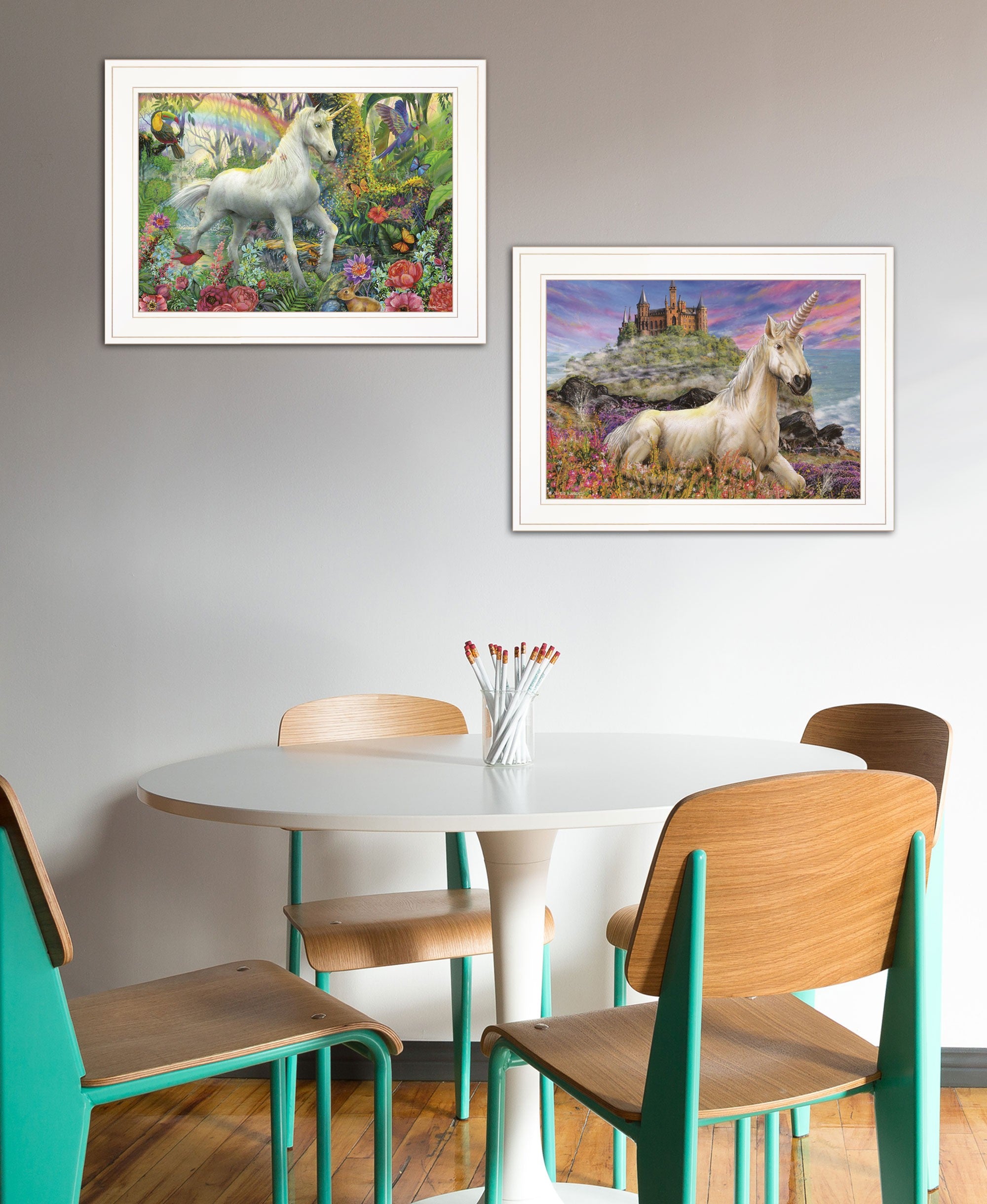 Set Of Two Unicorns For You 1 White Framed Print Wall Art