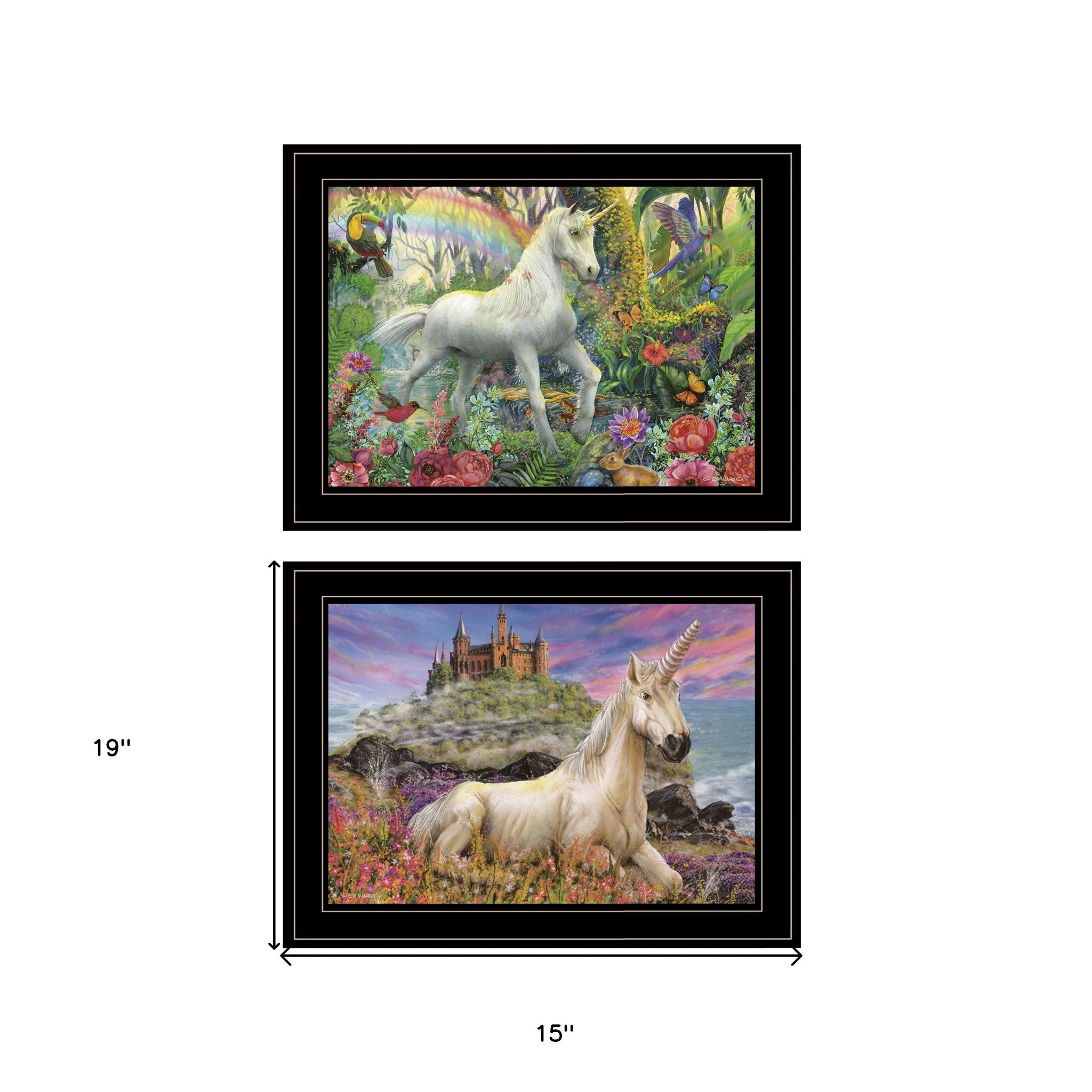 Set Of Two Unicorns For You 2 Black Framed Print Wall Art