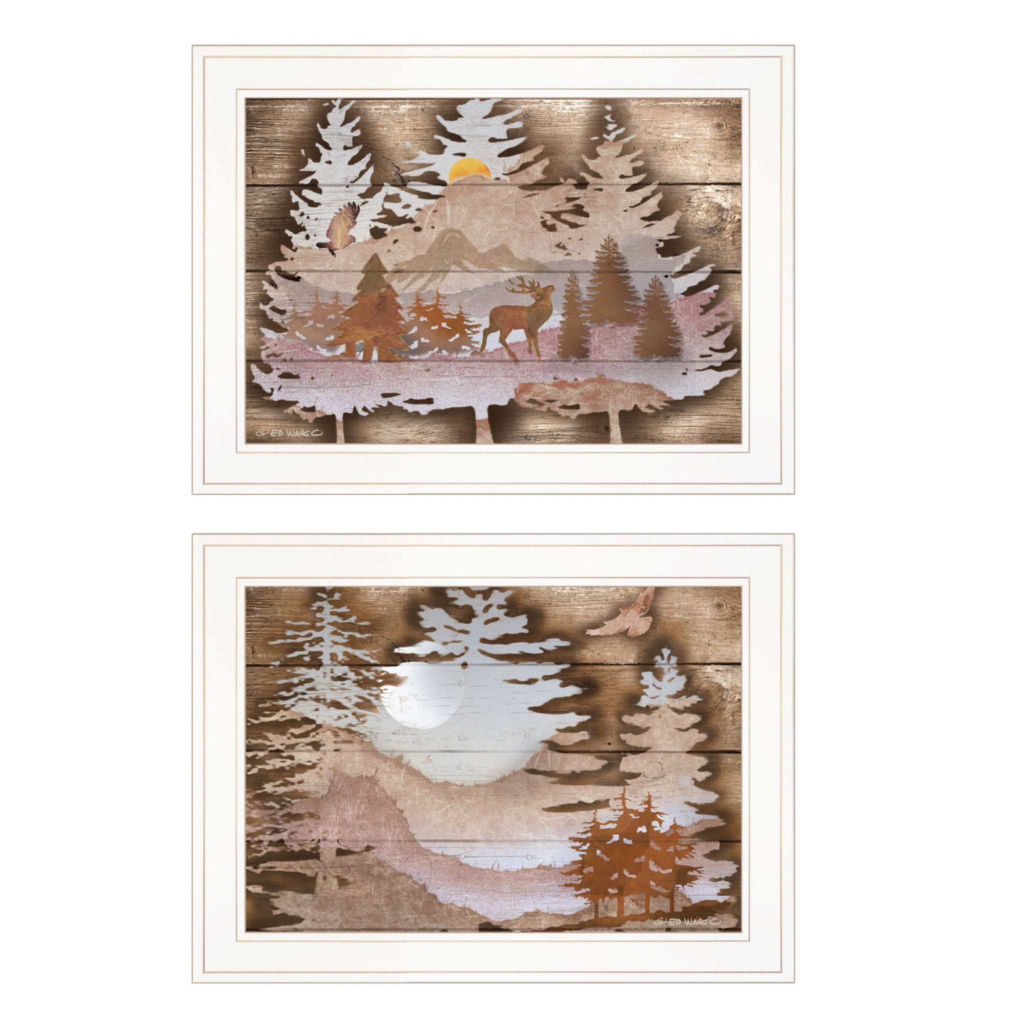 Set Of Two Great Outdoors 1 White Framed Print Wall Art