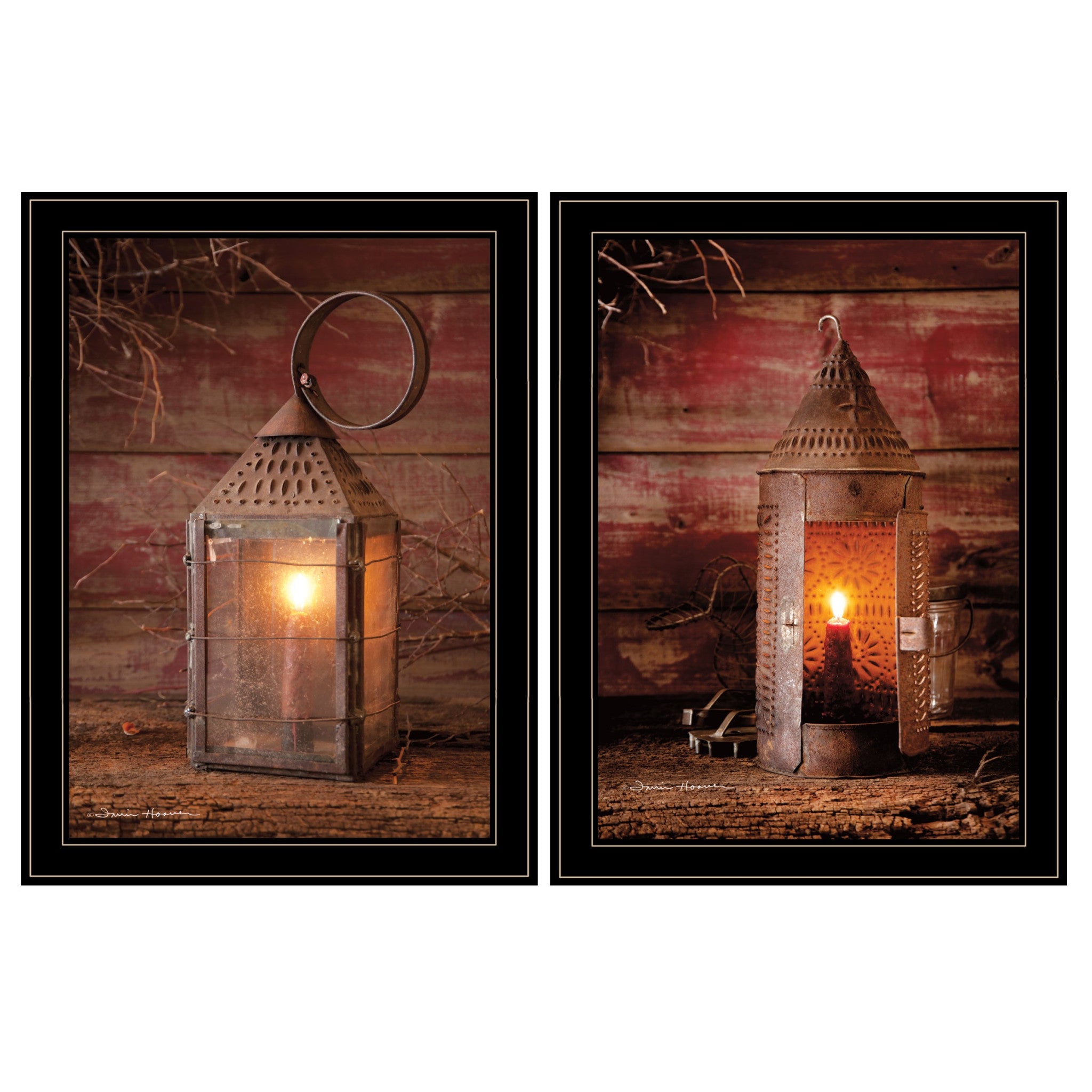 Set Of Two Innkeepers Lantern 2 Black Framed Print Wall Art