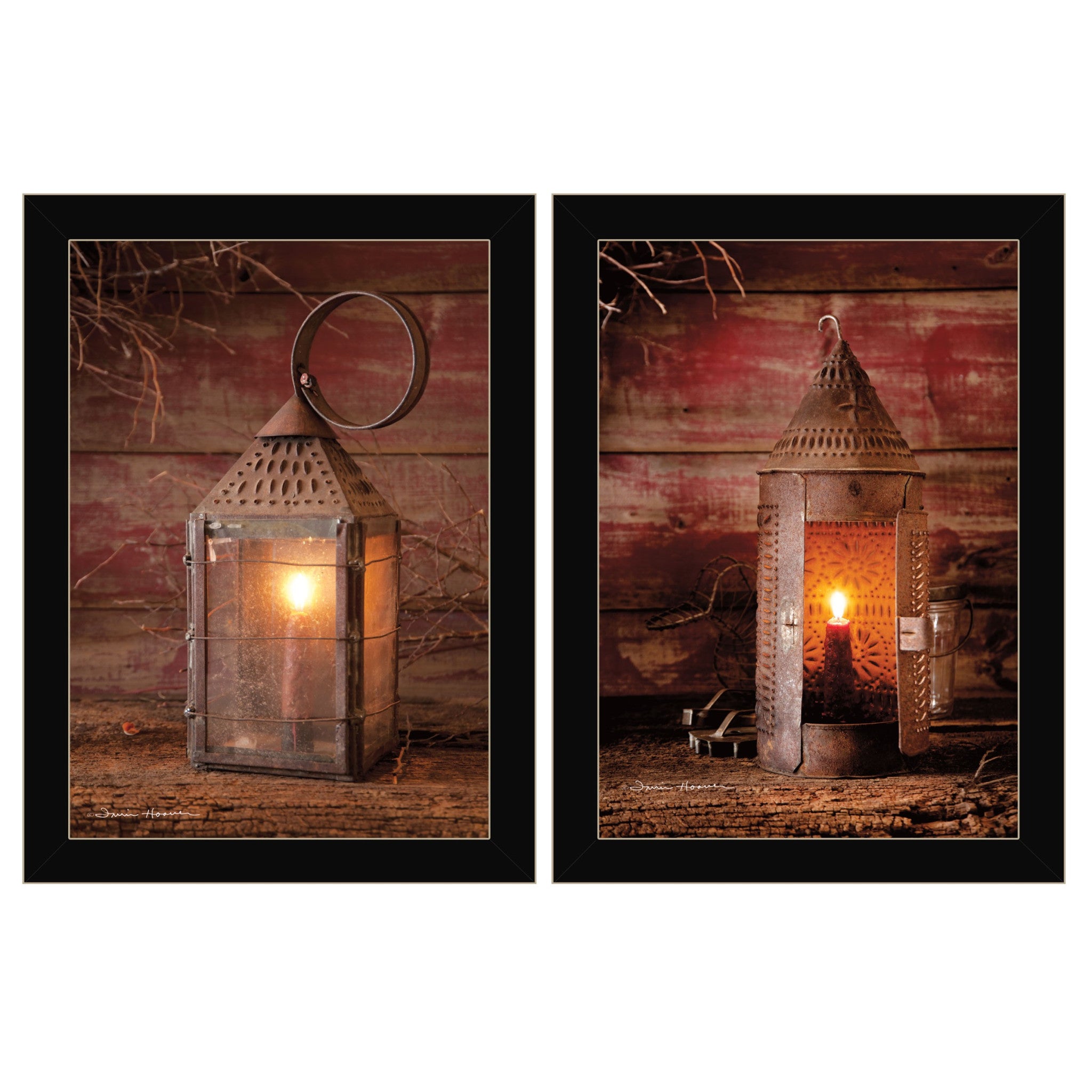 Set Of Two Innkeepers Lantern 3 Black Framed Print Wall Art