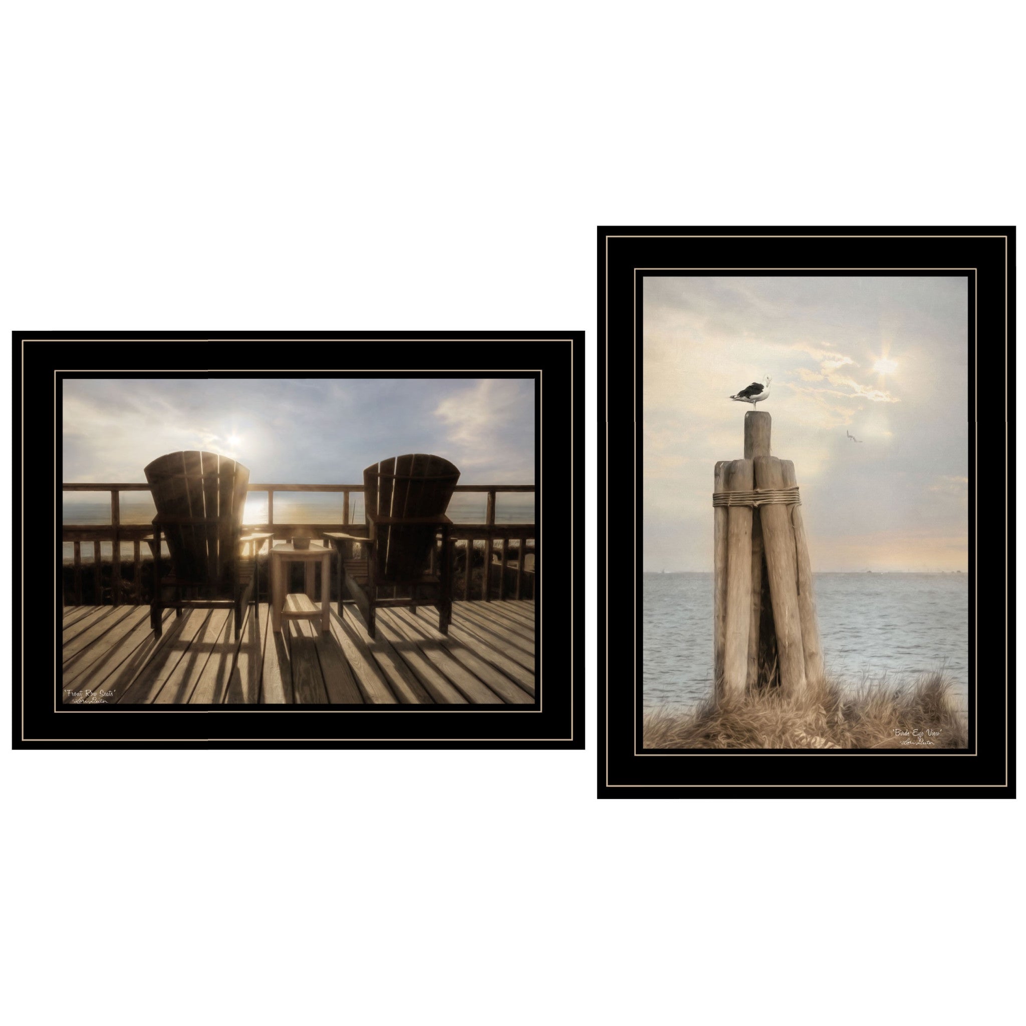 Set Of Two By The Sea 2 Black Framed Print Wall Art