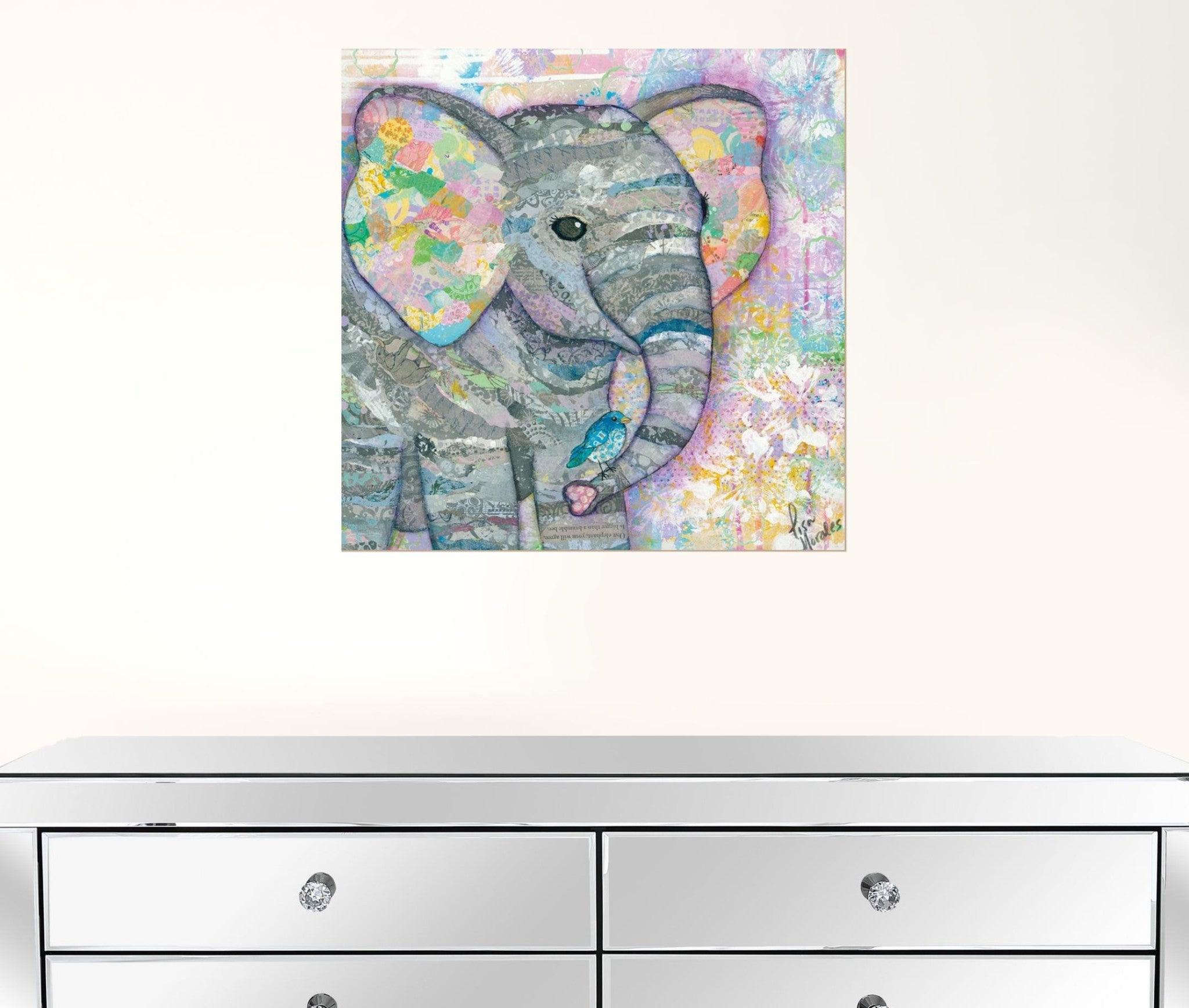 Set Of Three Elephant I And Ii 2 White Framed Print Wall Art