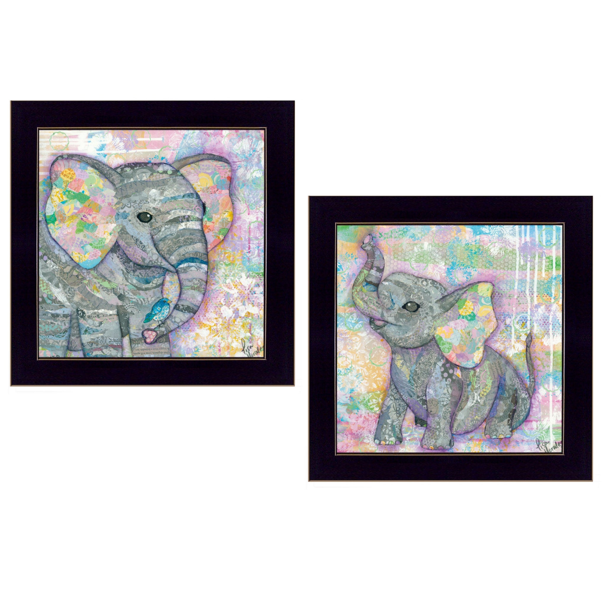 Set Of Two Elephant I and II 3 Black Framed Print Wall Art