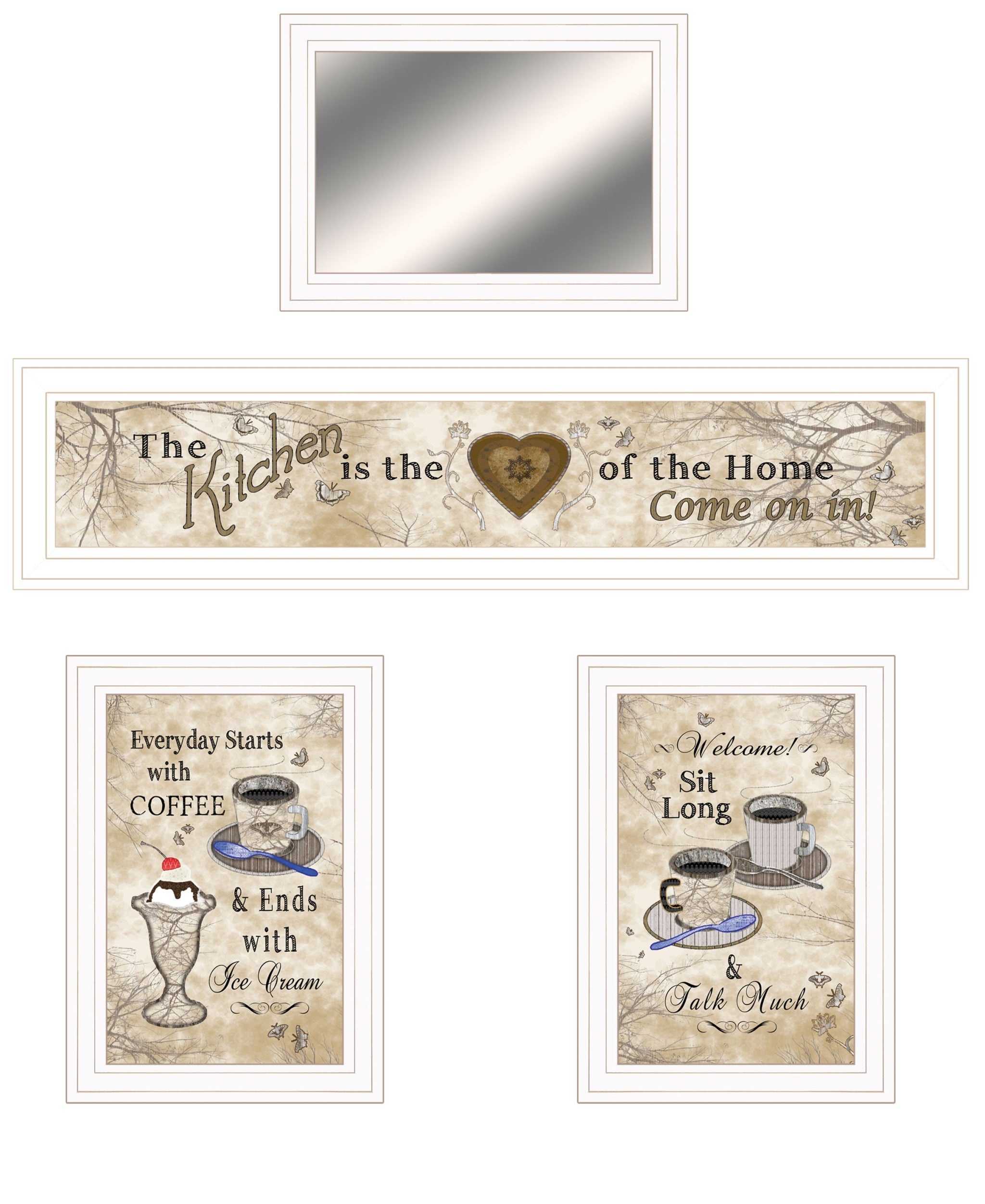 Set Of Four Love Of Nature Kitchen 5 White Framed Print Kitchen Wall Art