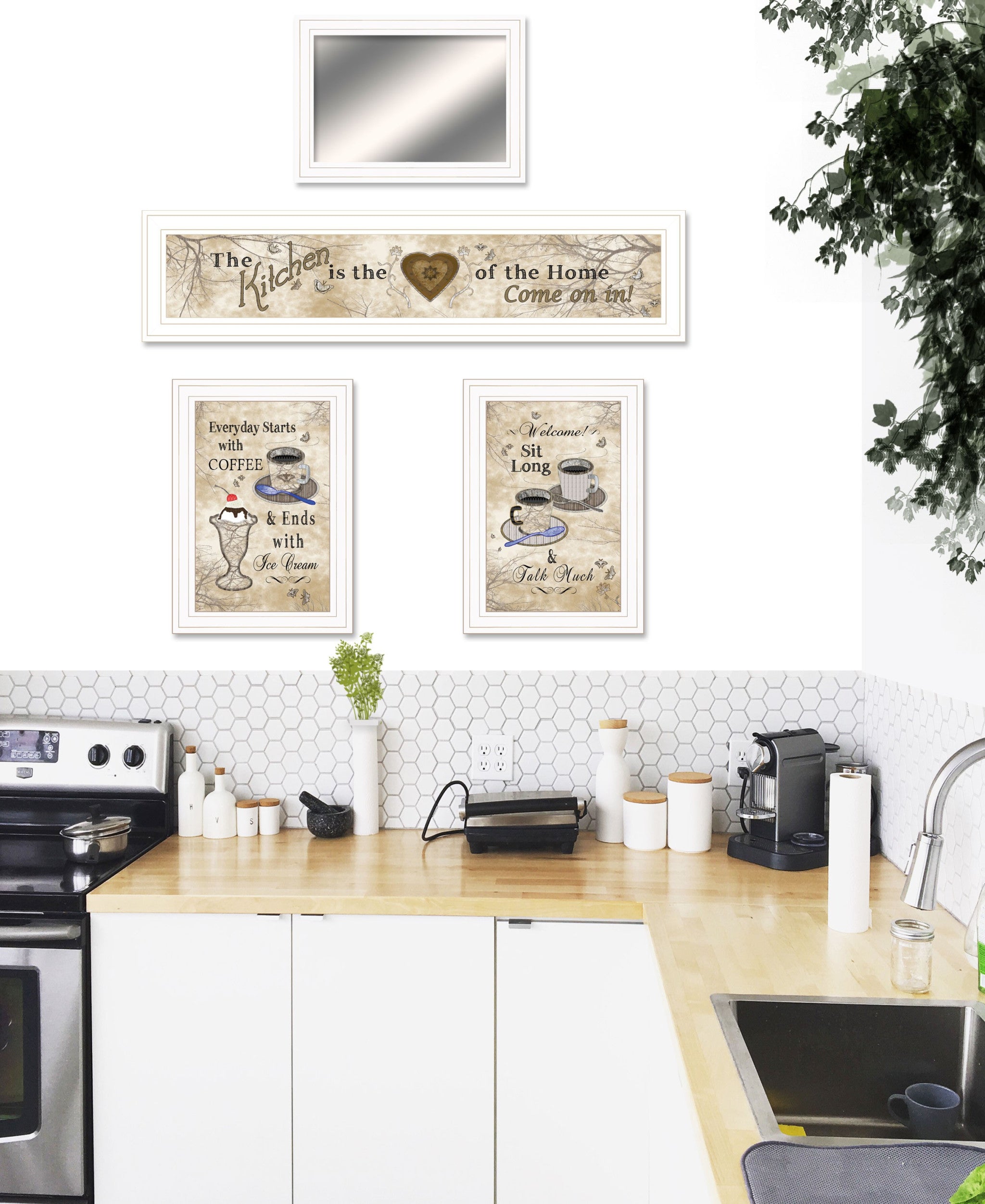 Set Of Four Love Of Nature Kitchen 5 White Framed Print Kitchen Wall Art