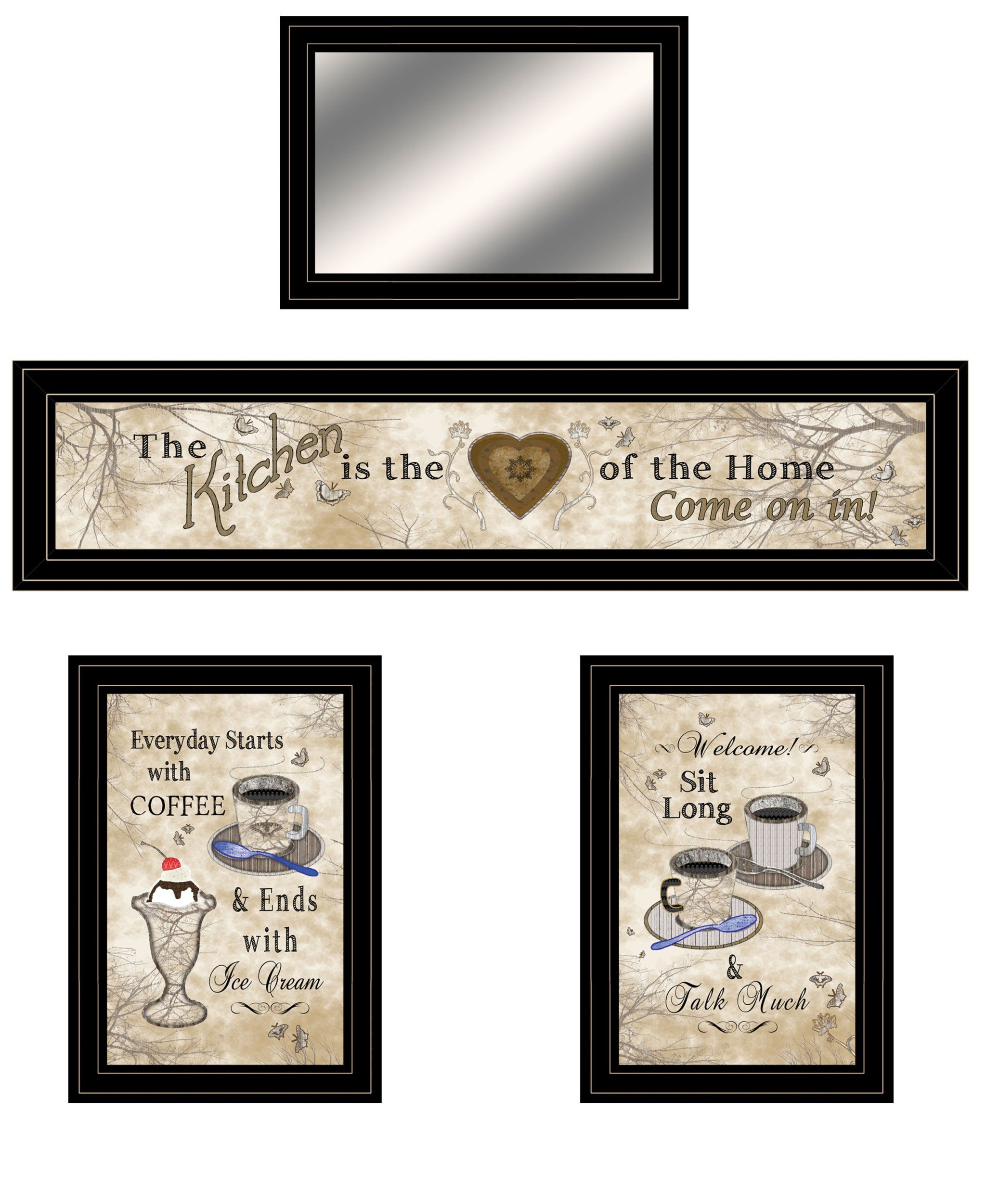 Set Of Four Love Of Nature Kitchen 7 Black Framed Print Kitchen Wall Art