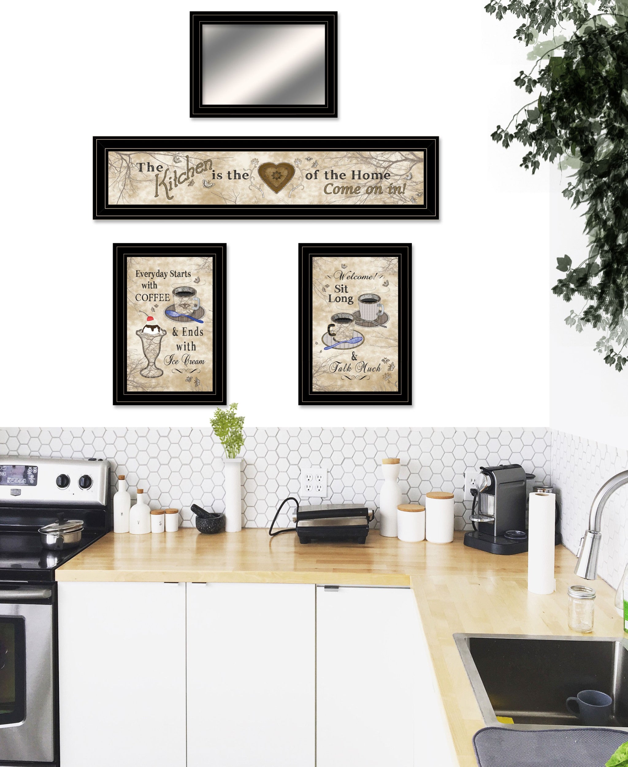 Set Of Four Love Of Nature Kitchen 7 Black Framed Print Kitchen Wall Art