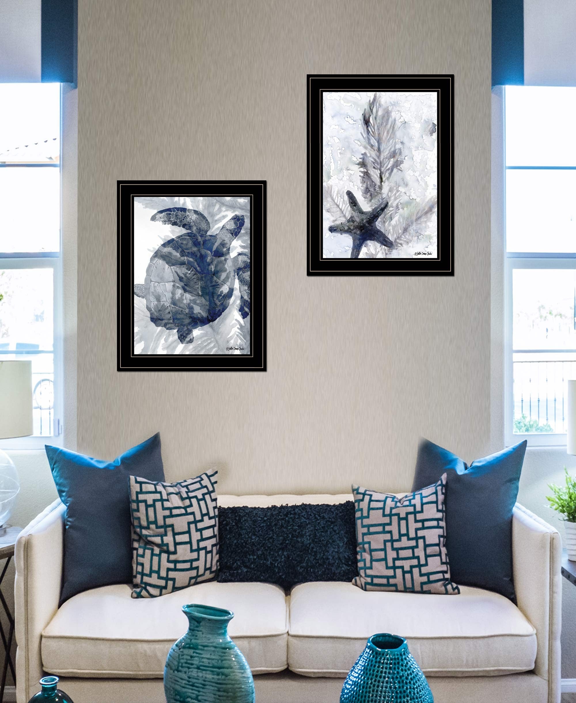 Set Of Two Ocean 2 Black Framed Print Wall Art