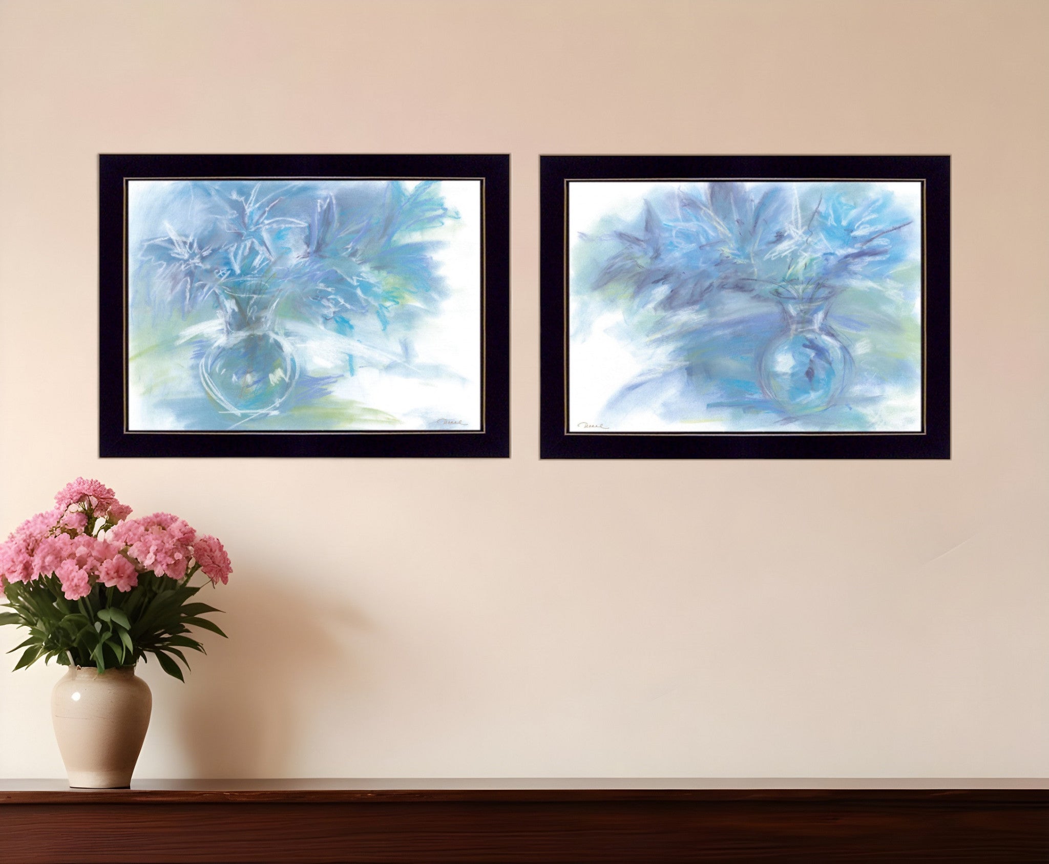 Set Of Two Morning Glory 3 Black Framed Print Wall Art