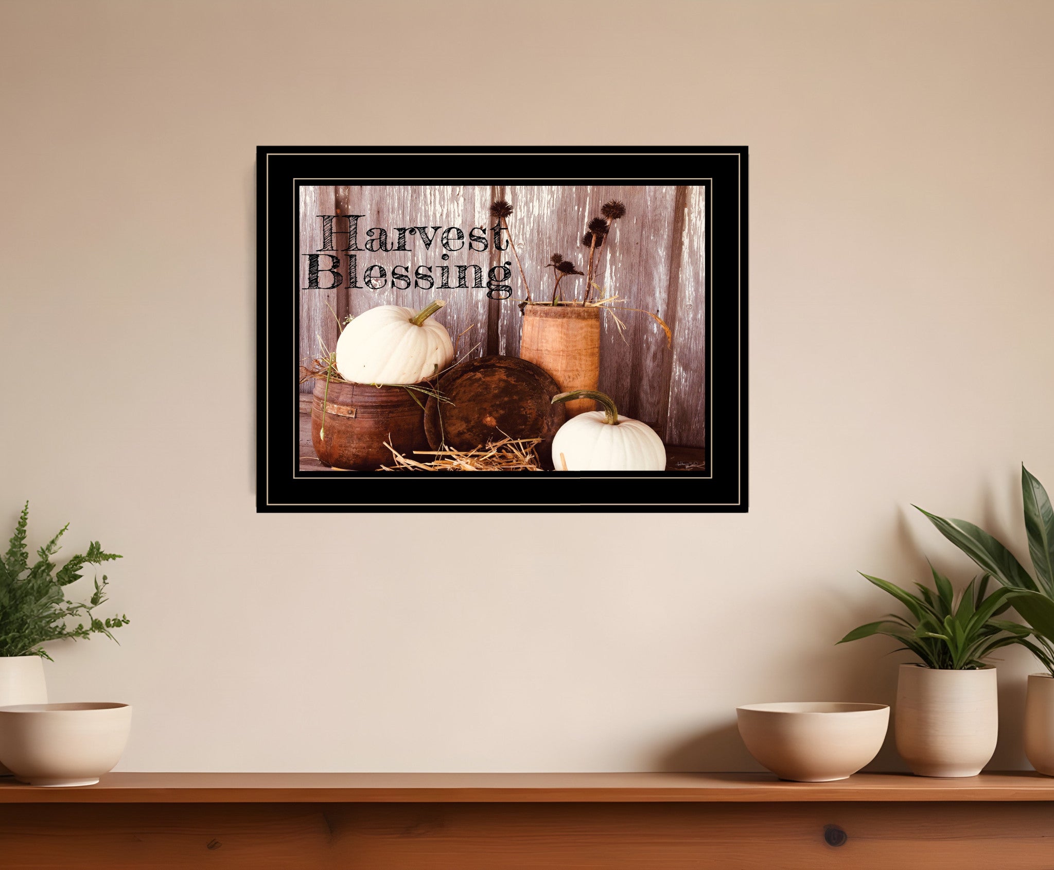 Harvest Blessings 2 Black Framed Print Kitchen Wall Art