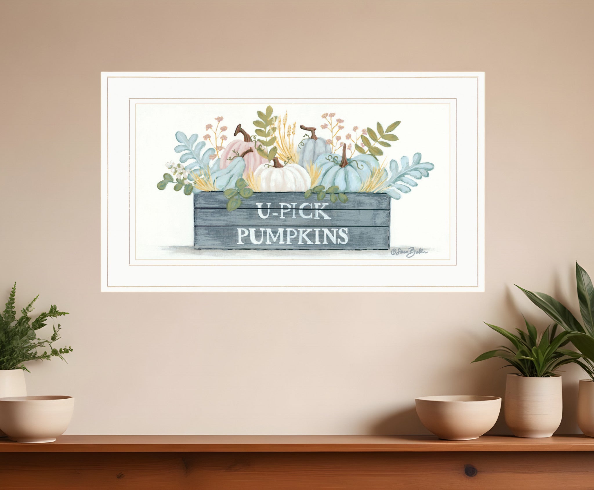 U Pick Pumpkins White Framed Print Wall Art