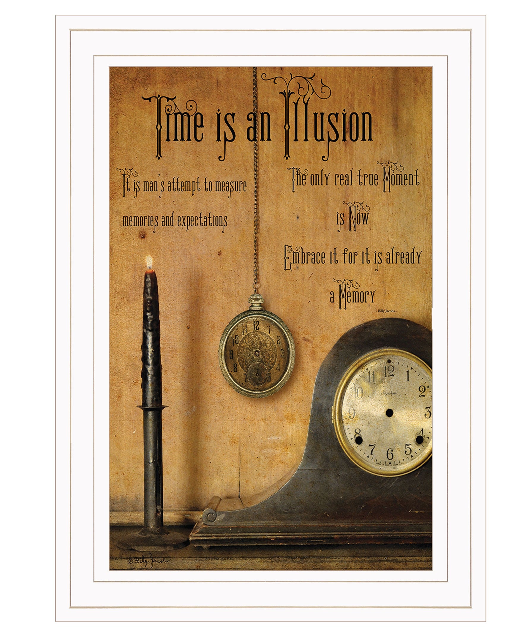 Time Is An Illusion 1 White Framed Print Wall Art