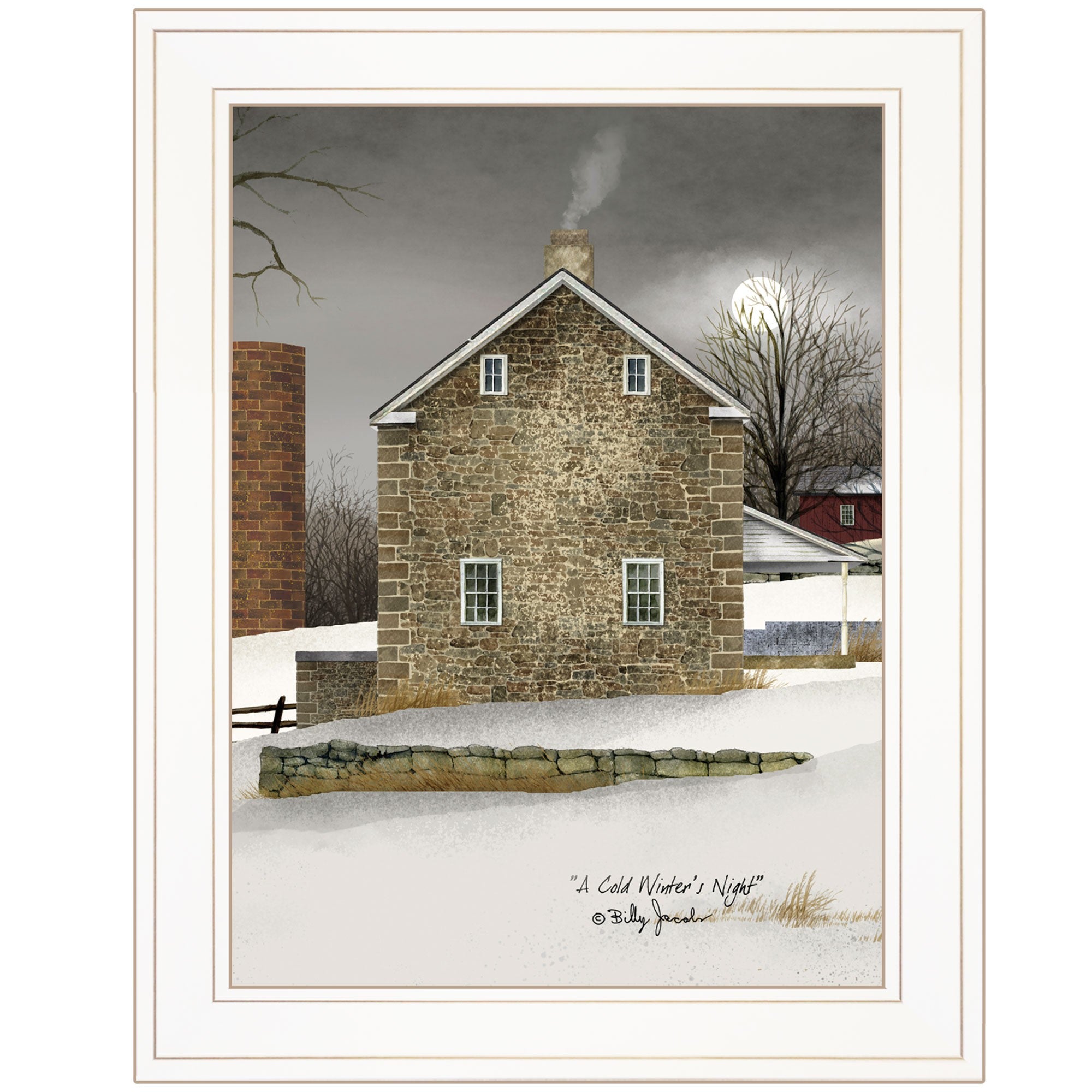 Cold Winters Night 1 White Framed Print Wall Art