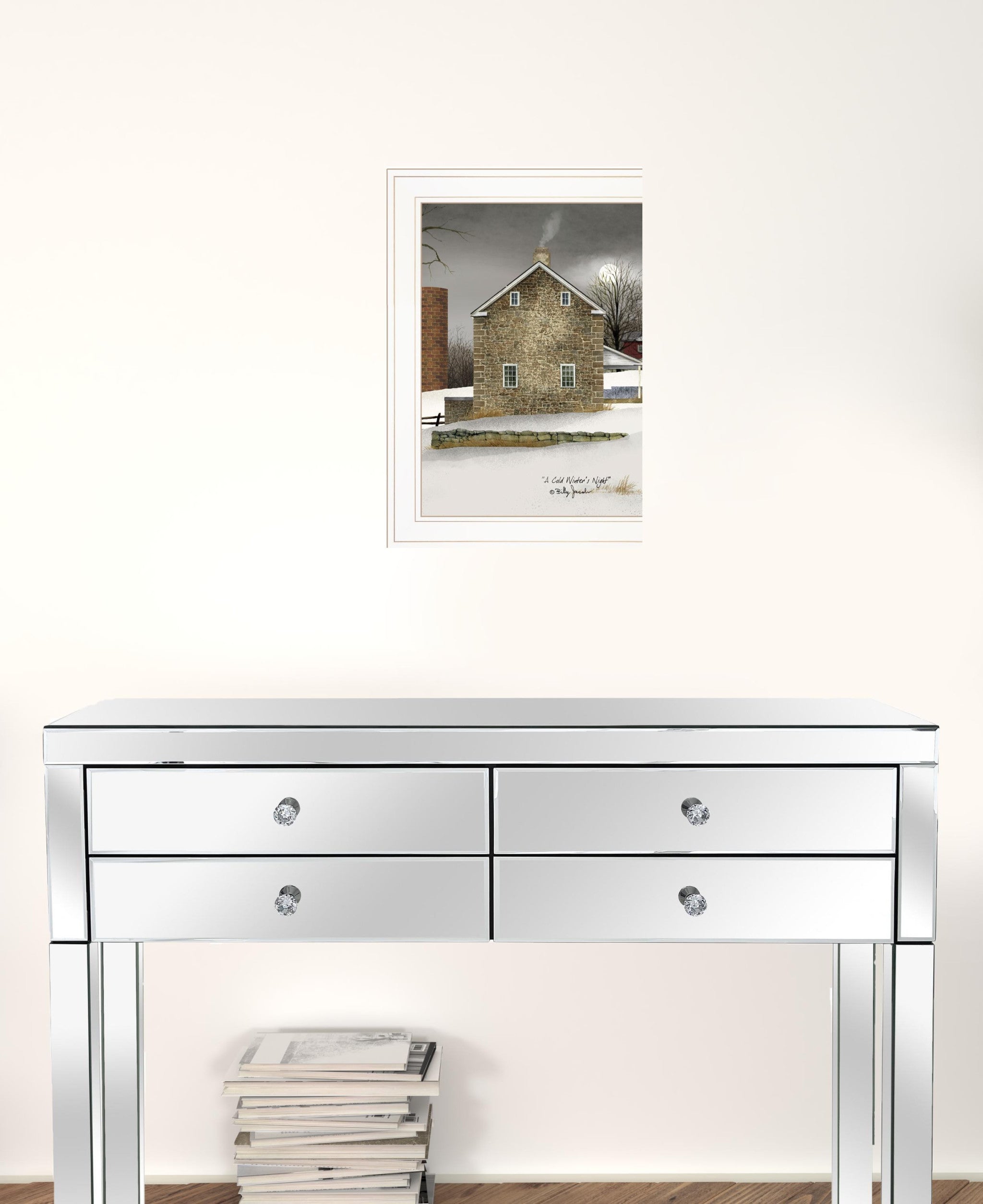 Cold Winters Night 1 White Framed Print Wall Art