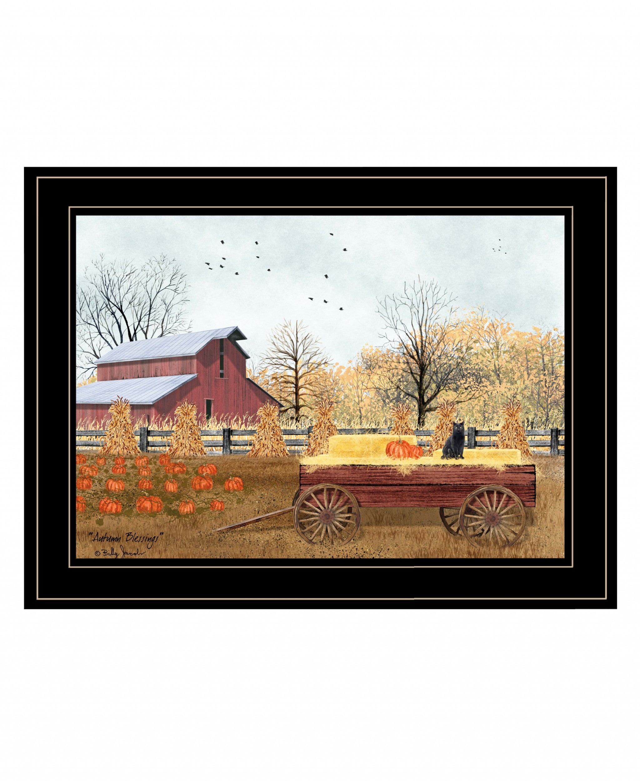 Autumn Blessings 2 Black Framed Print Wall Art