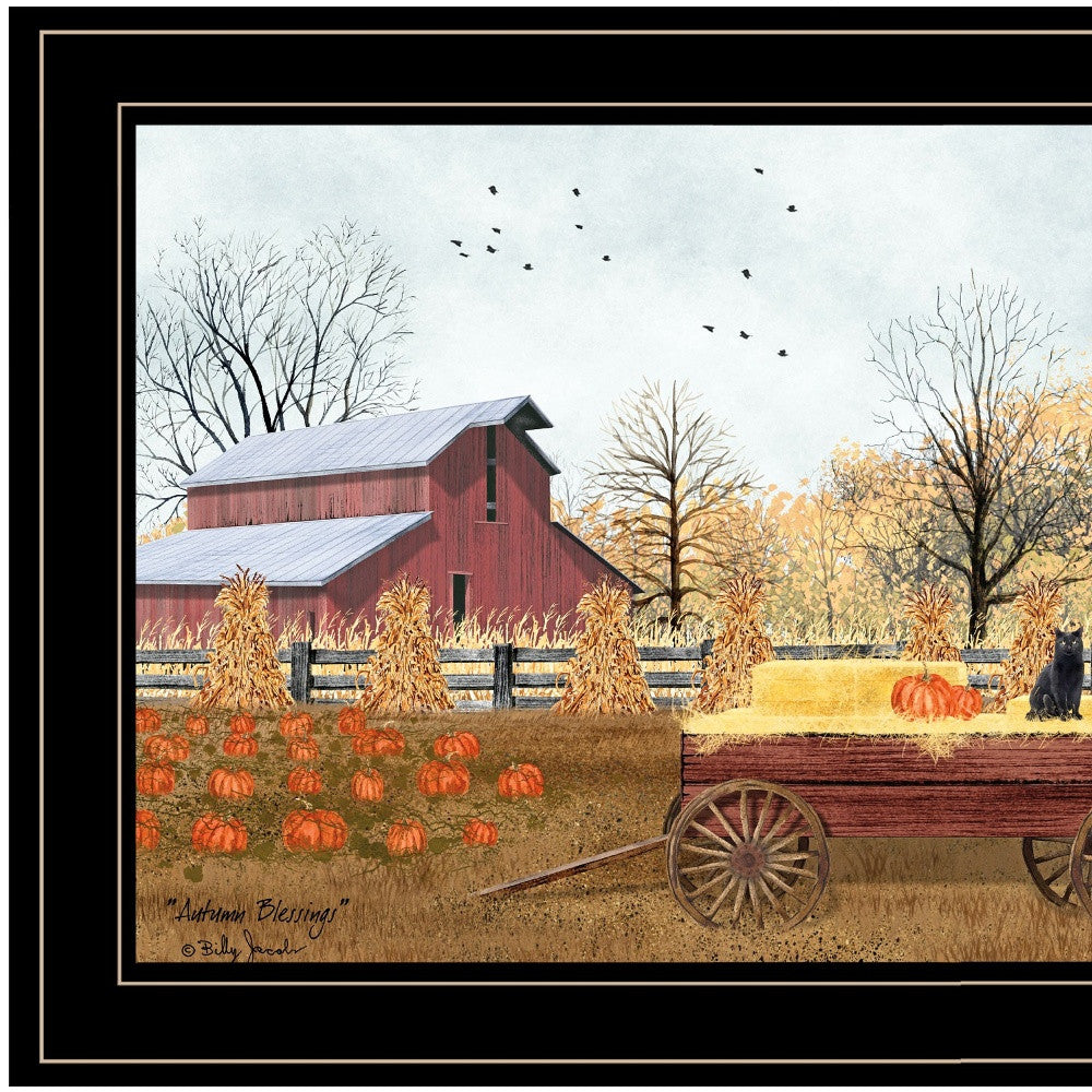 Autumn Blessings 2 Black Framed Print Wall Art