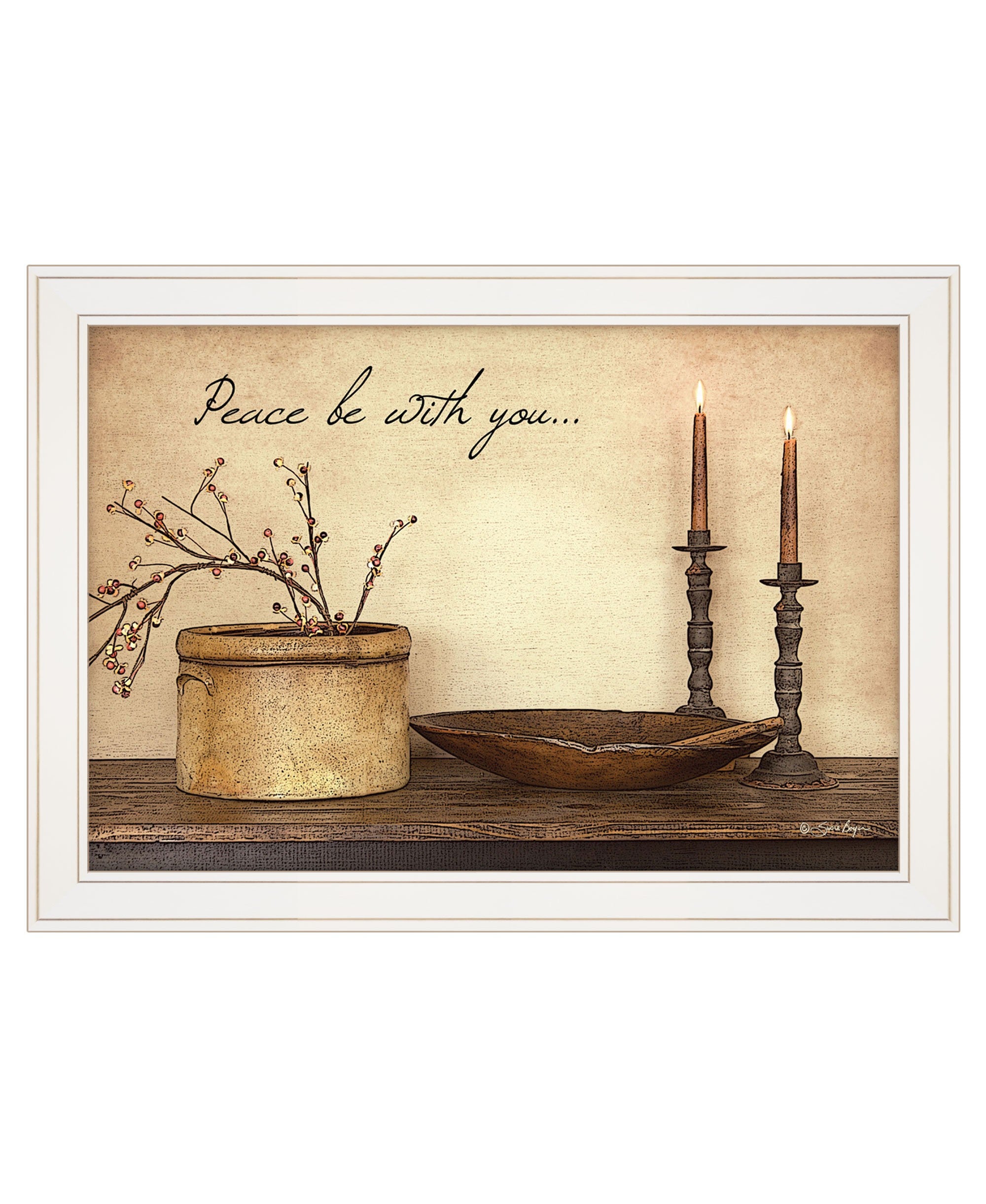 Peace Be with You 4 White Framed Print Wall Art