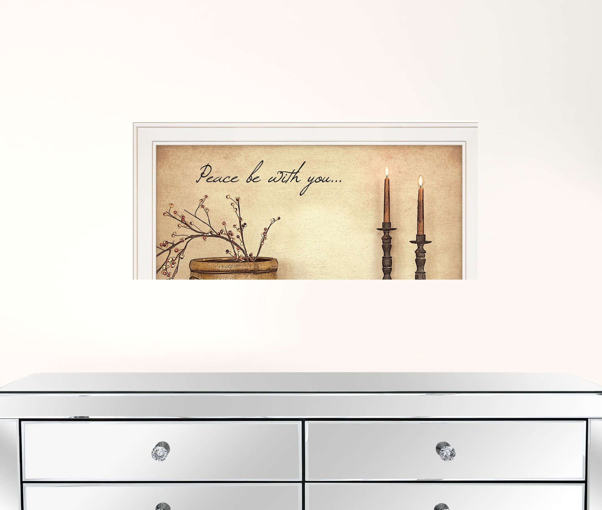 Peace Be With You 4 White Framed Print Wall Art