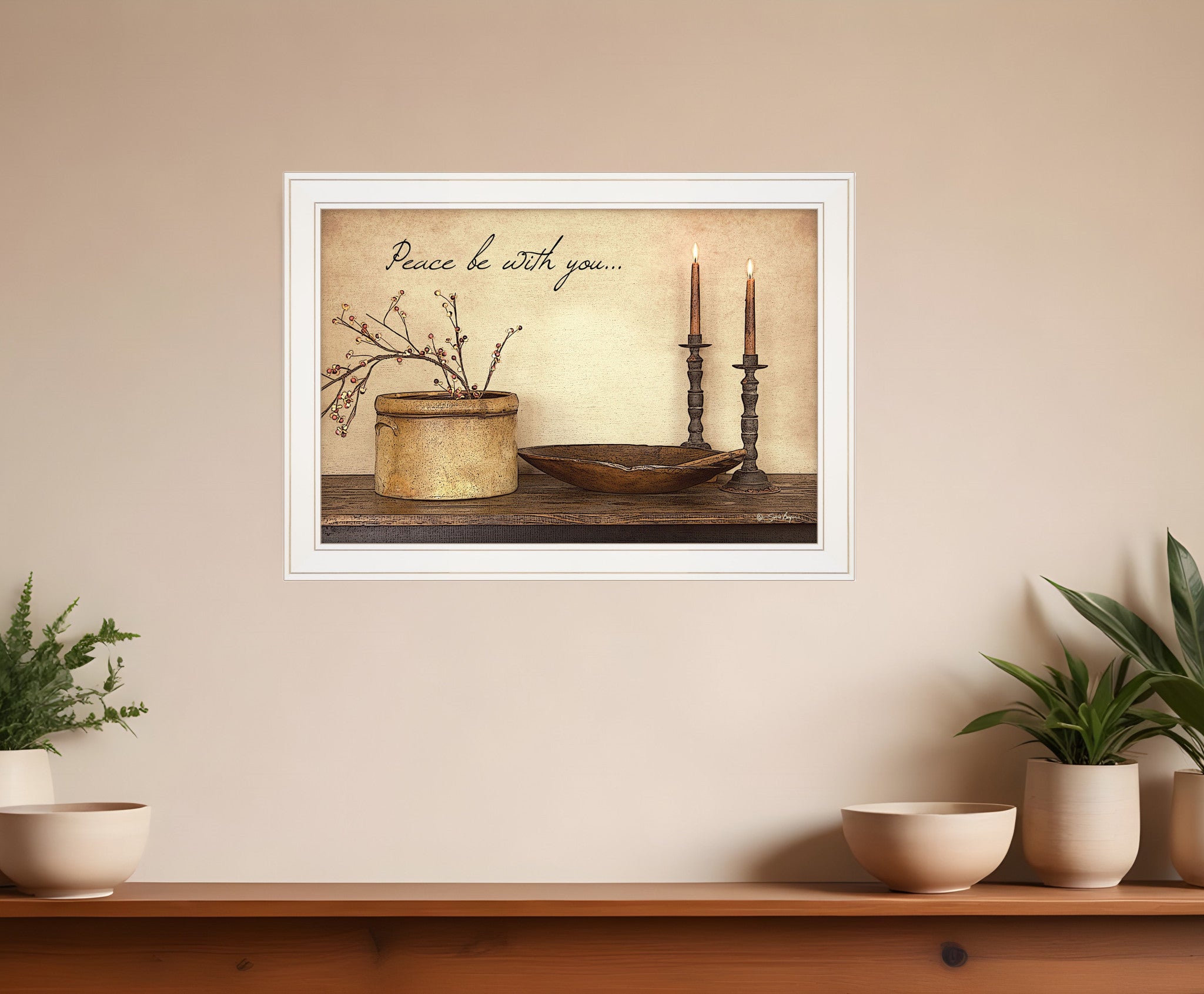 Peace Be with You 4 White Framed Print Wall Art