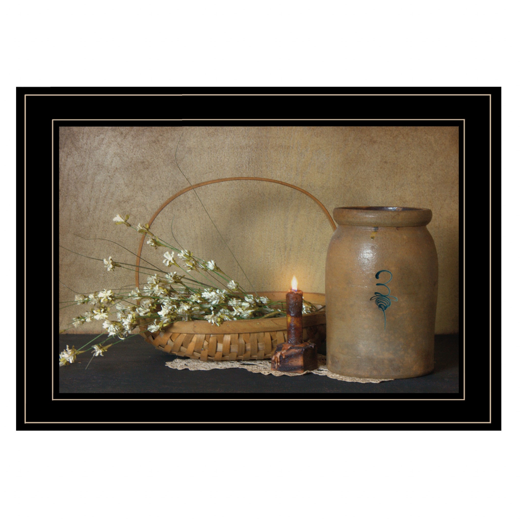 Basket Of Flowers 2 Black Framed Print Wall Art