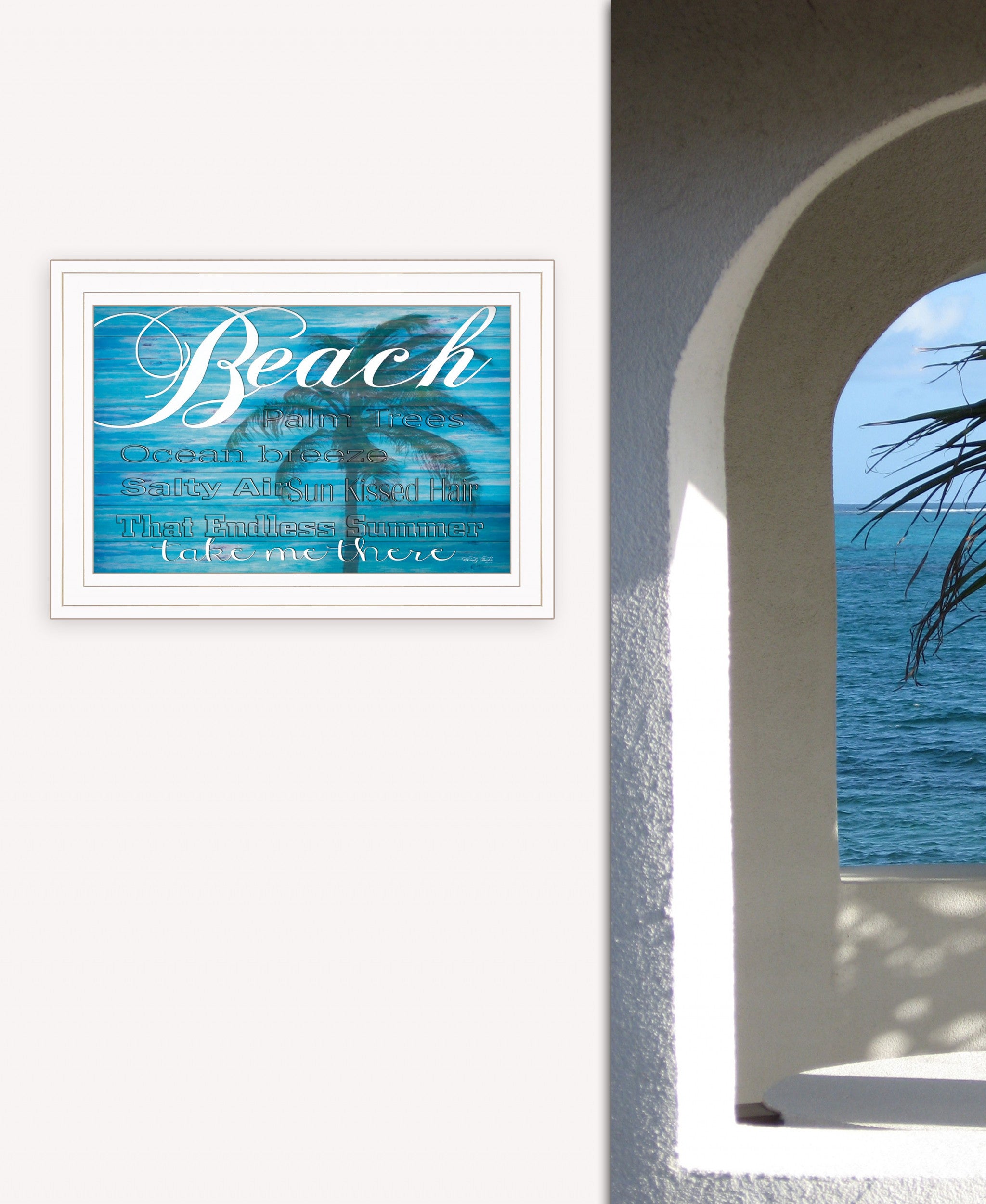 Take Me There Beach White Framed Print Wall Art